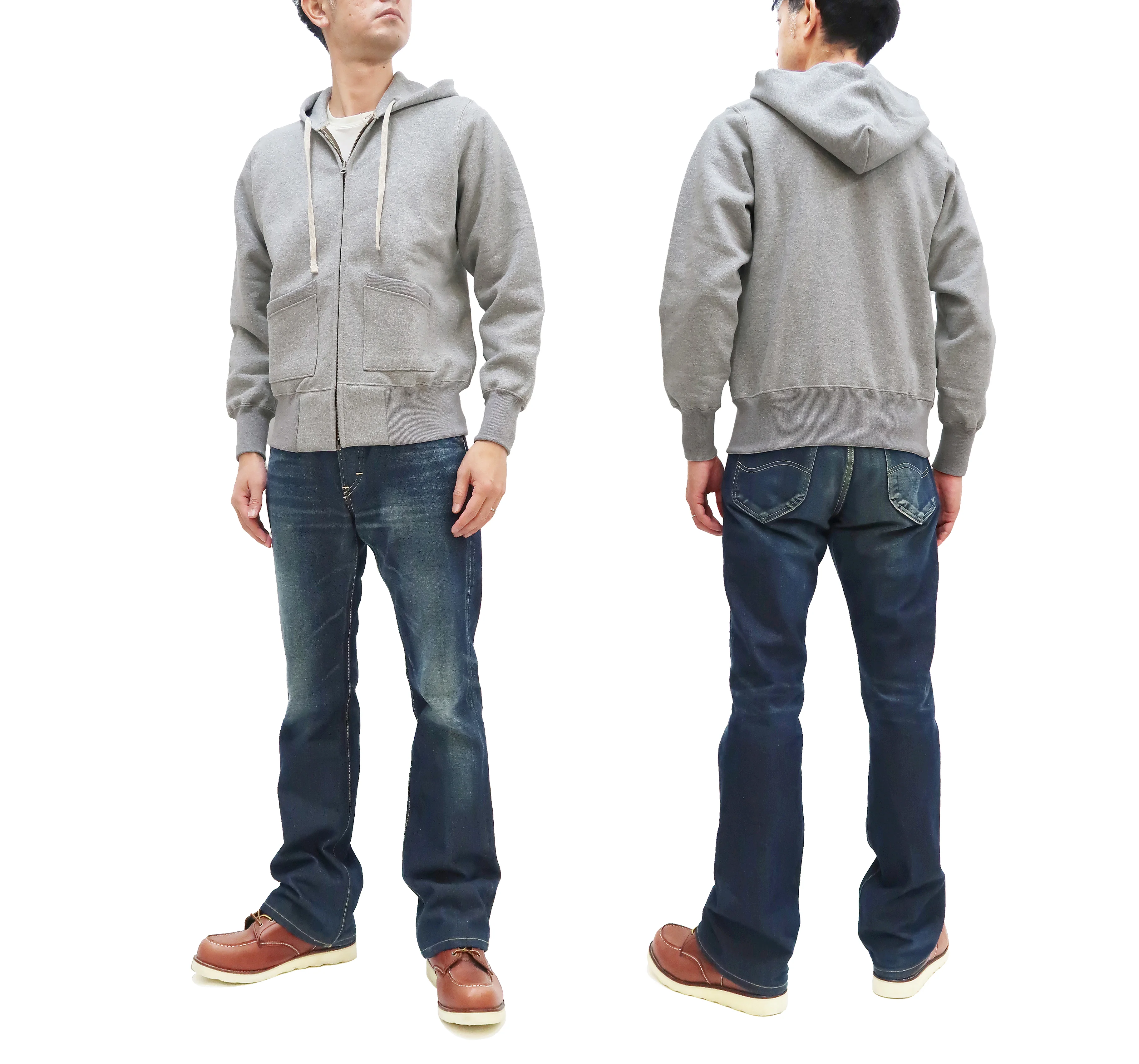 TOYS McCOY Plain Zip-Up Hoodie Men's Vintage Inspired Solid Zip Hooded Sweatshirt TMC2468 020 Gray - Image 14