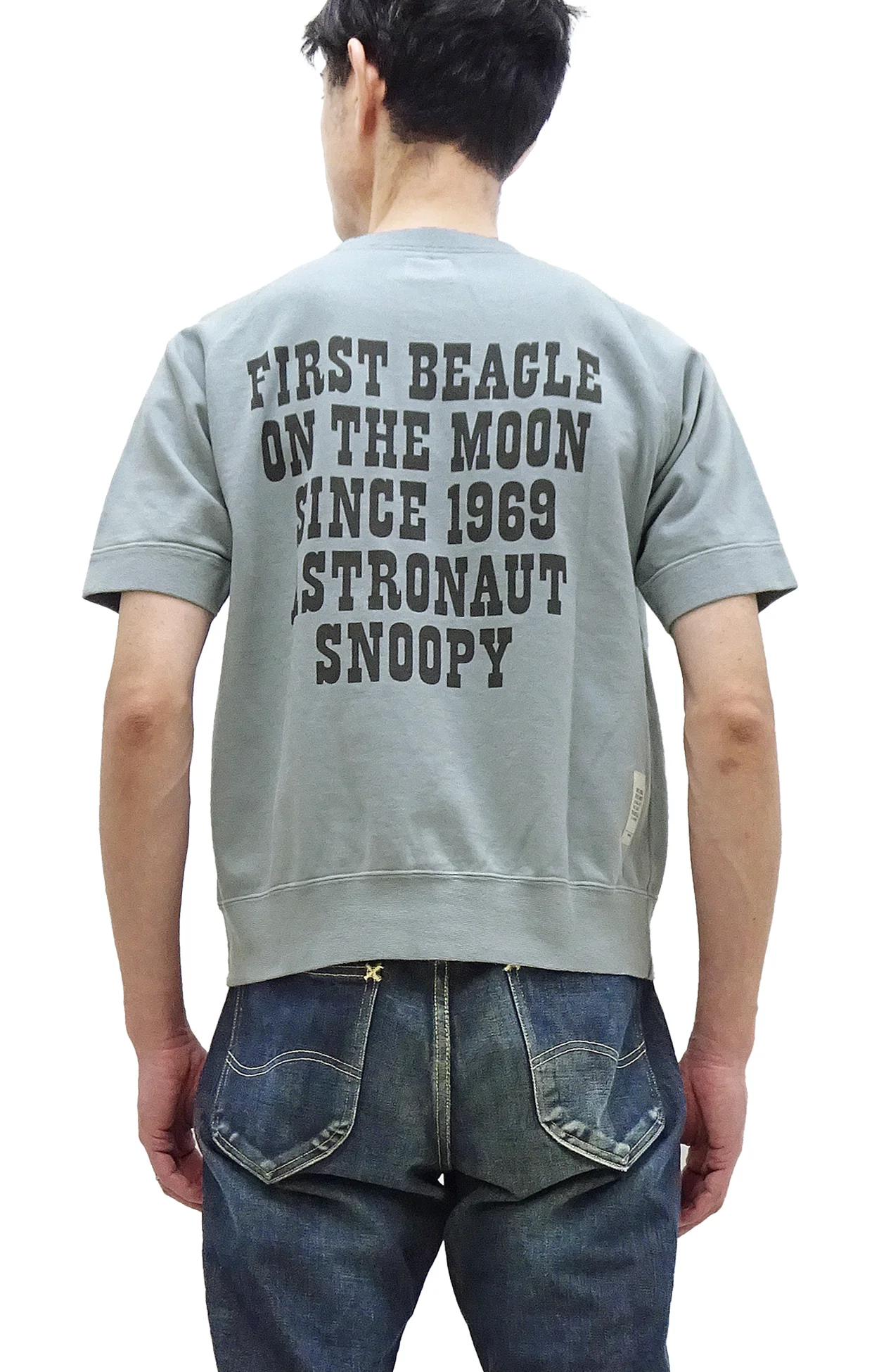 TOYS McCOY Short Sleeve Sweatshirt Men's Astronaut Snoopy Graphic French Terry Fabric Tee Shirt TMC2421 110 Faded-Saxe-Grey - Image 4