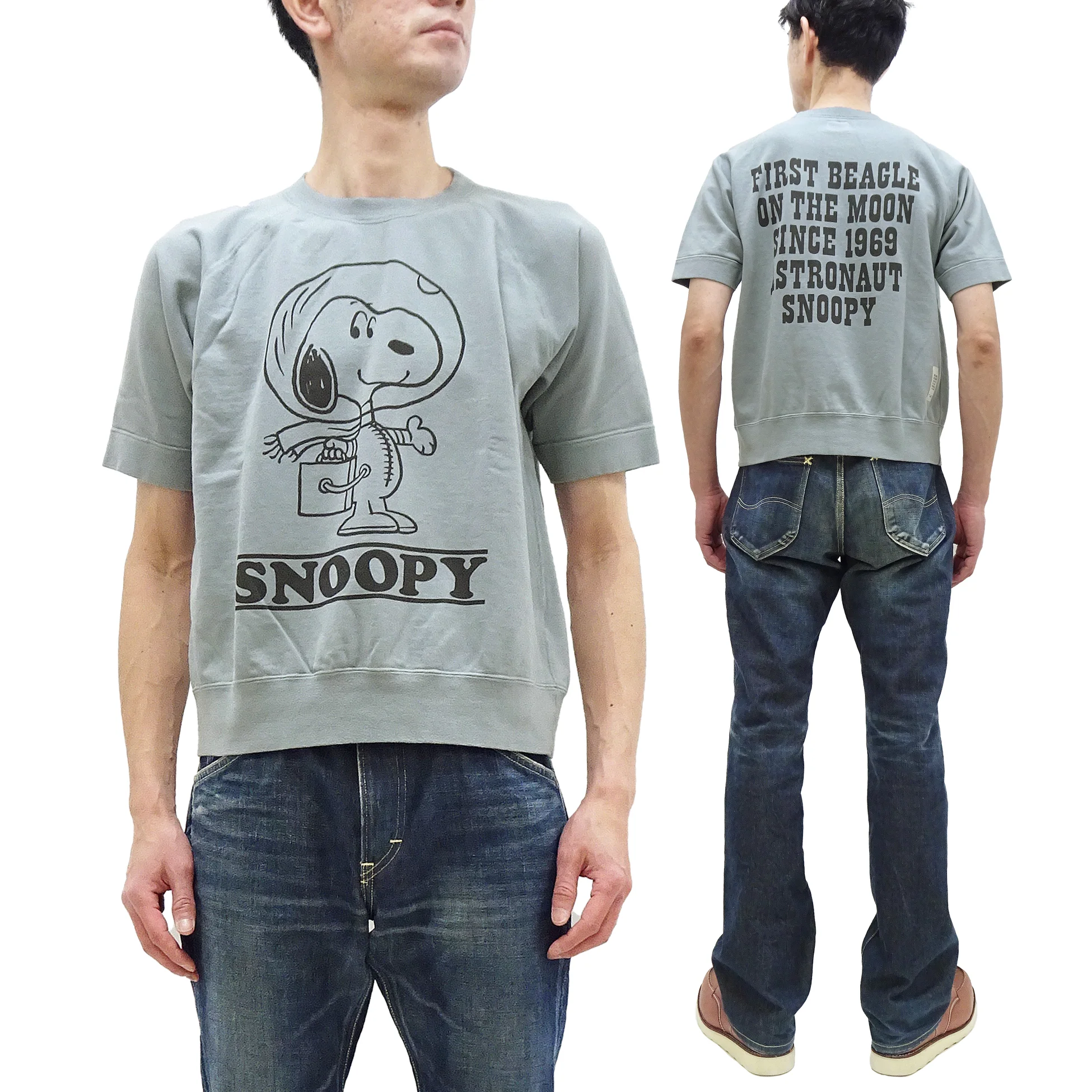 TOYS McCOY Short Sleeve Sweatshirt Men's Astronaut Snoopy Graphic French Terry Fabric Tee Shirt TMC2421 110 Faded-Saxe-Grey - Image 5