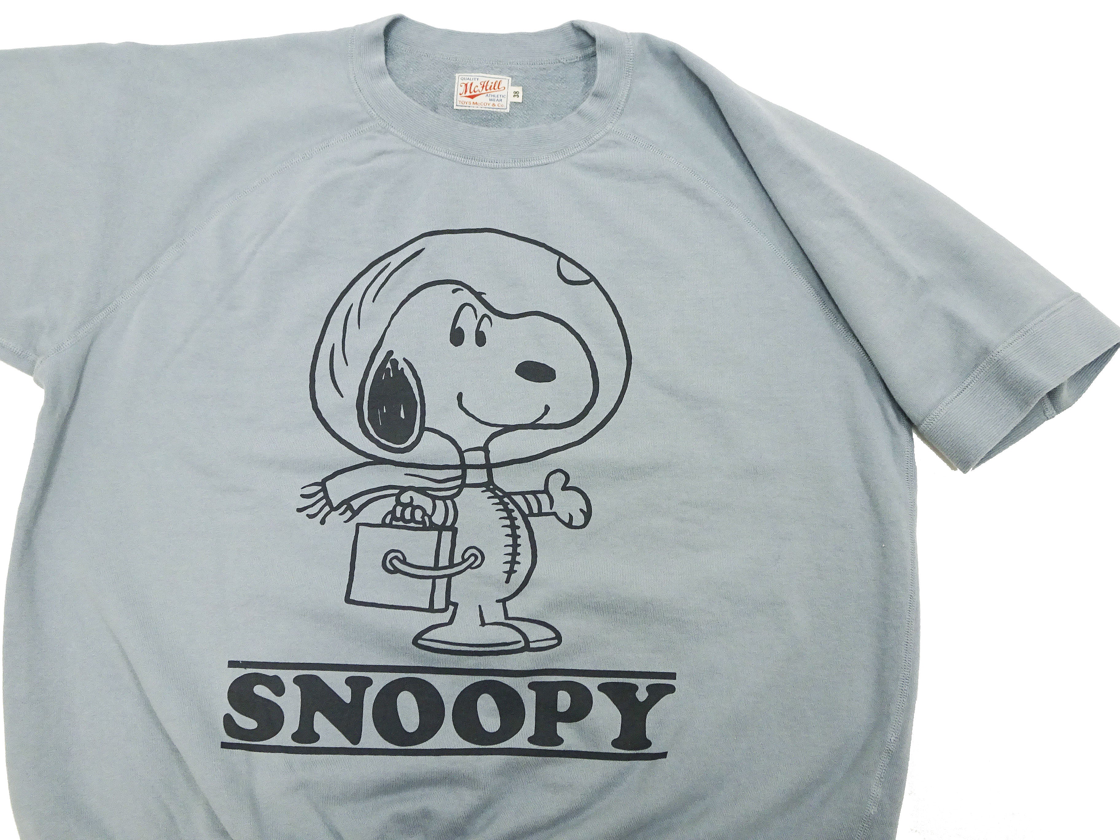 TOYS McCOY Short Sleeve Sweatshirt Men's Astronaut Snoopy Graphic French Terry Fabric Tee Shirt TMC2421 110 Faded-Saxe-Grey - Image 7
