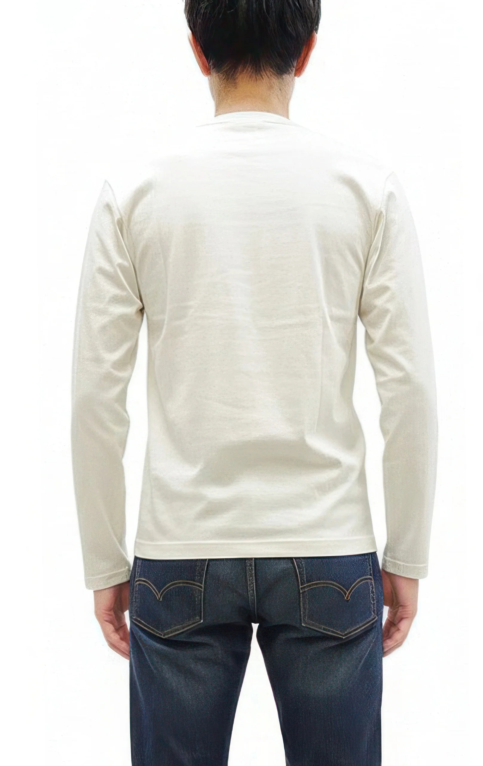 TOYS McCOY Steve McQueen Inspired Long Sleeve Pocket T-Shirt - Men's Solid Color Loopwheeled Tee - TMC2543 011 Off-White - Image 4