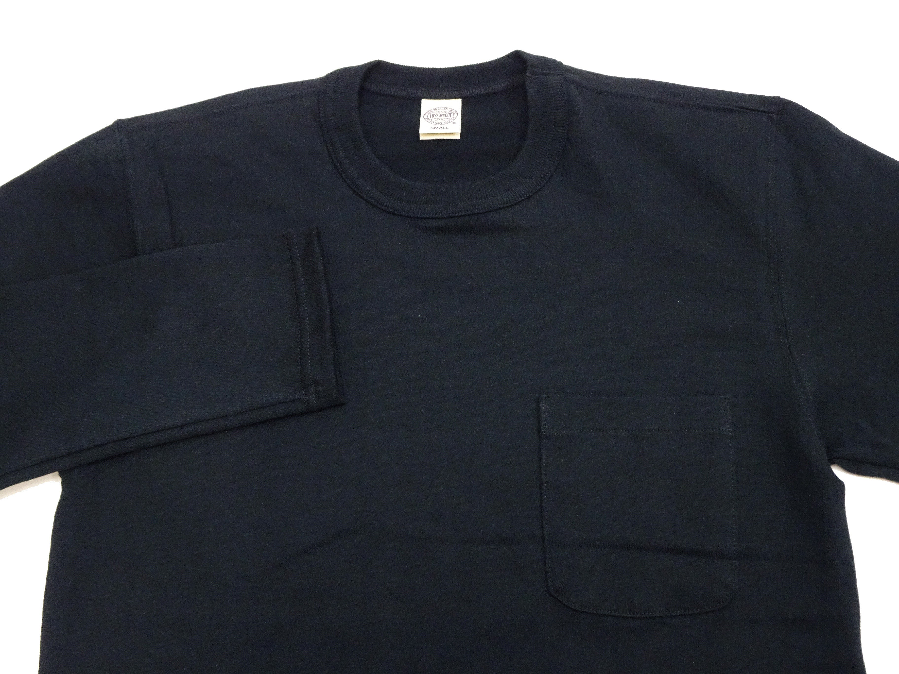TOYS McCOY Steve McQueen Inspired Long Sleeve Pocket T-Shirt - Men's Solid Color Loopwheeled Tee - TMC2543 030 Black - Image 7