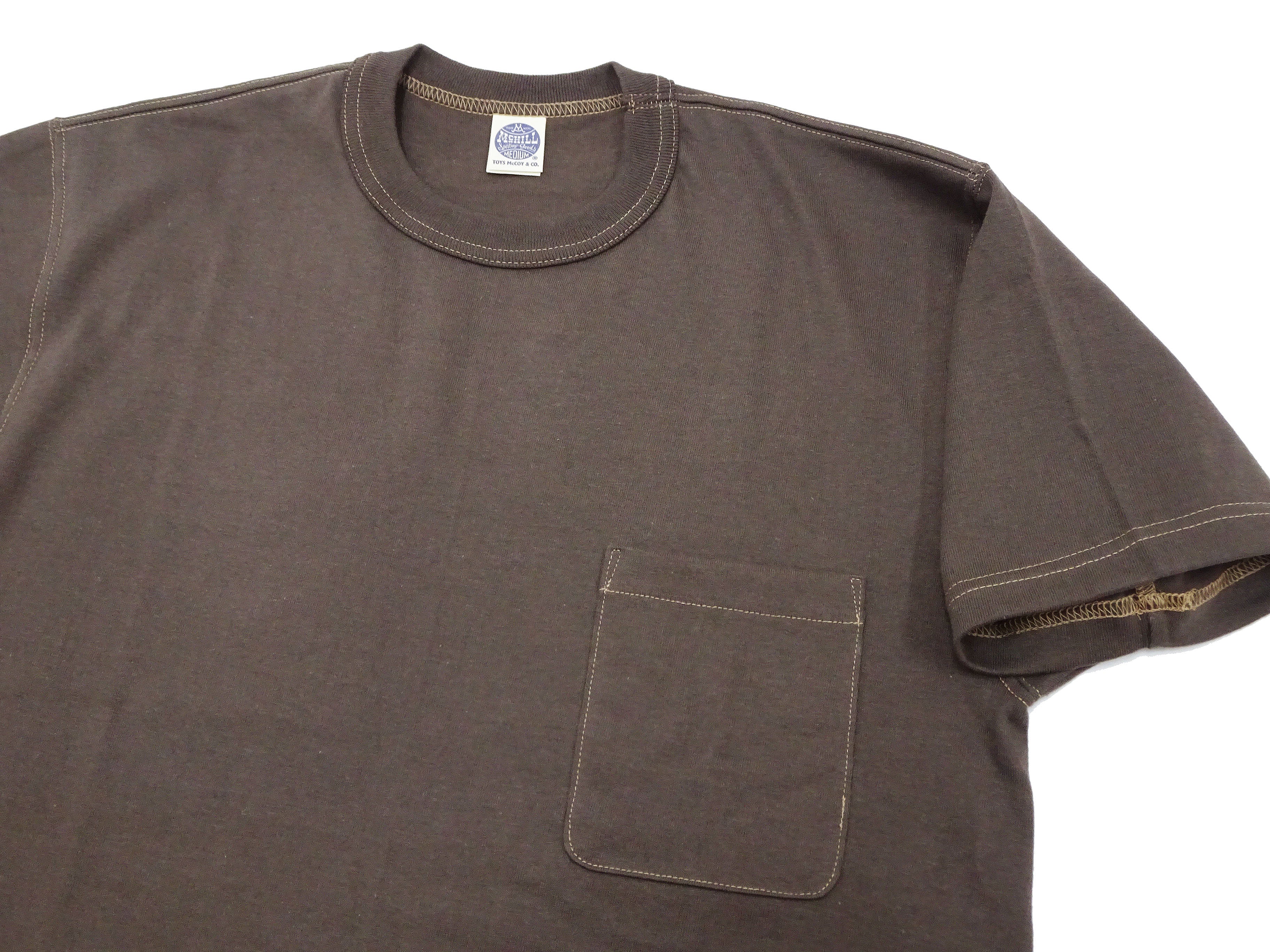 TOYS McCOY T-shirt Men's Steve McQueen Plain Pocket T-Shirt Short Sleeve Loopwheeled Tee TMC2410 021 Faded-DarK-Charcoal - Image 7