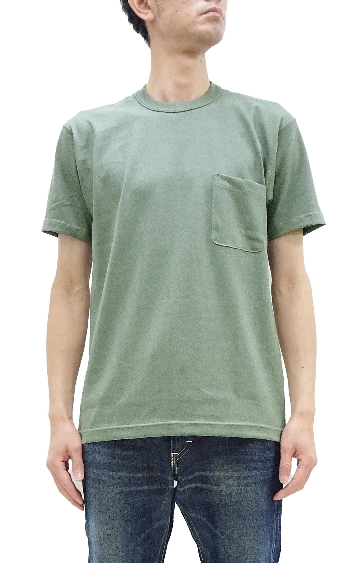 TOYS McCOY T-shirt Men's Steve McQueen Plain Pocket T-Shirt Short Sleeve Loopwheeled Tee TMC2410 160 Faded-Green
