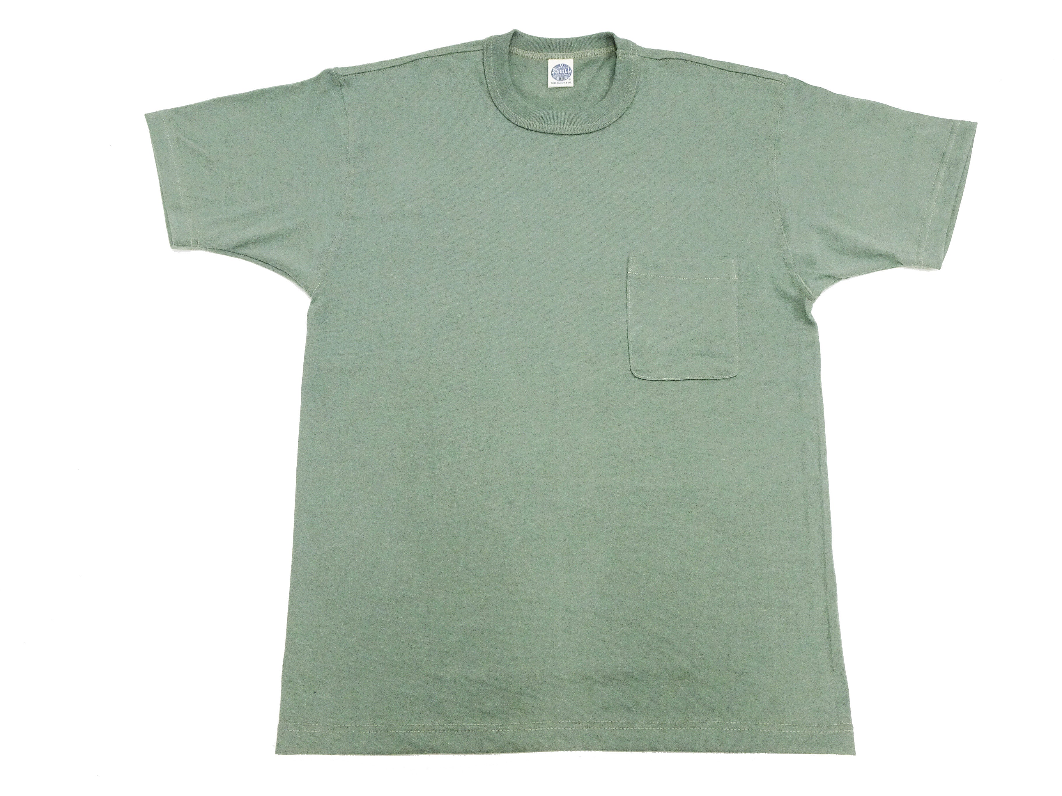 TOYS McCOY T-shirt Men's Steve McQueen Plain Pocket T-Shirt Short Sleeve Loopwheeled Tee TMC2410 160 Faded-Green - Image 6