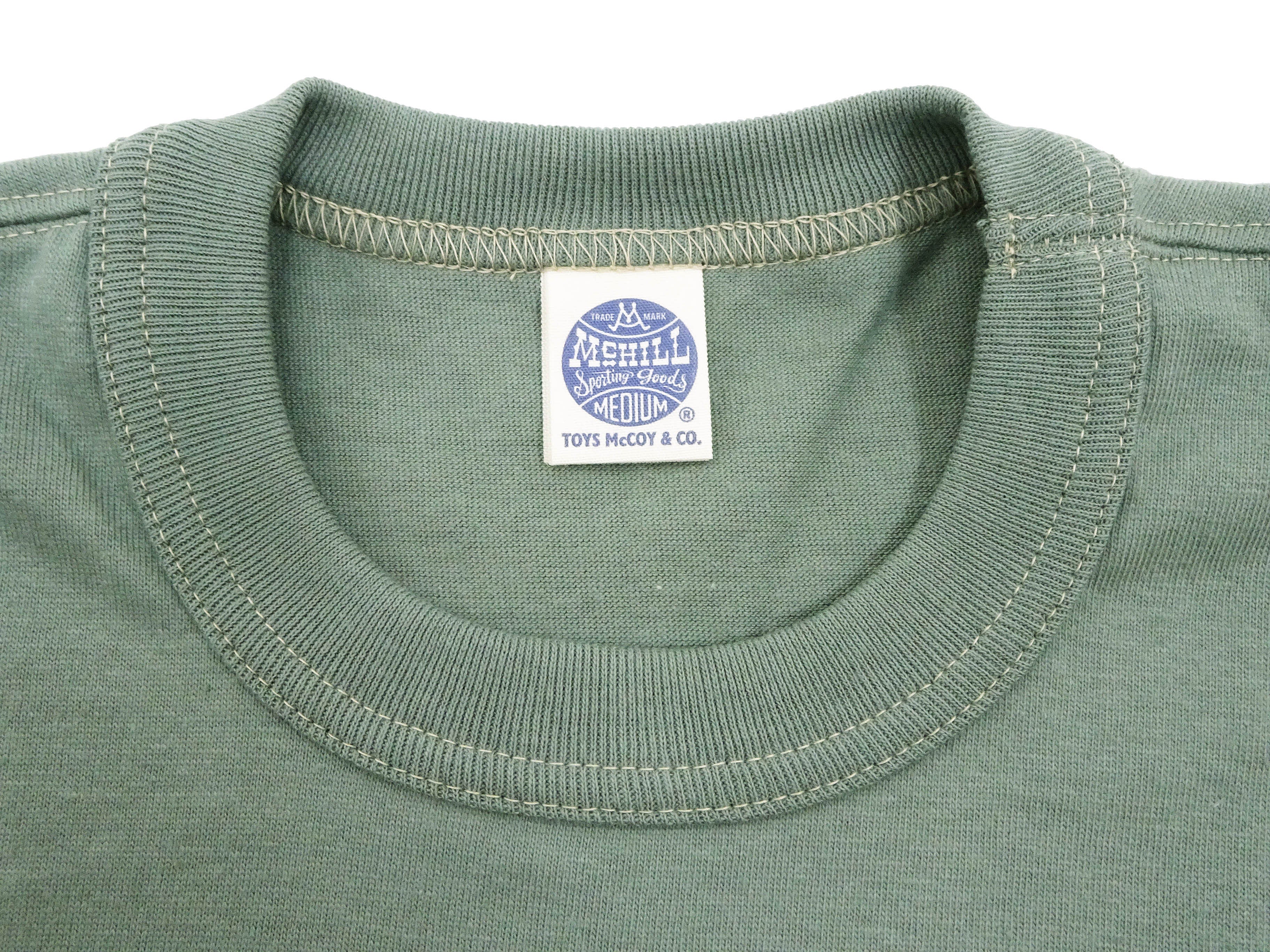 TOYS McCOY T-shirt Men's Steve McQueen Plain Pocket T-Shirt Short Sleeve Loopwheeled Tee TMC2410 160 Faded-Green - Image 8