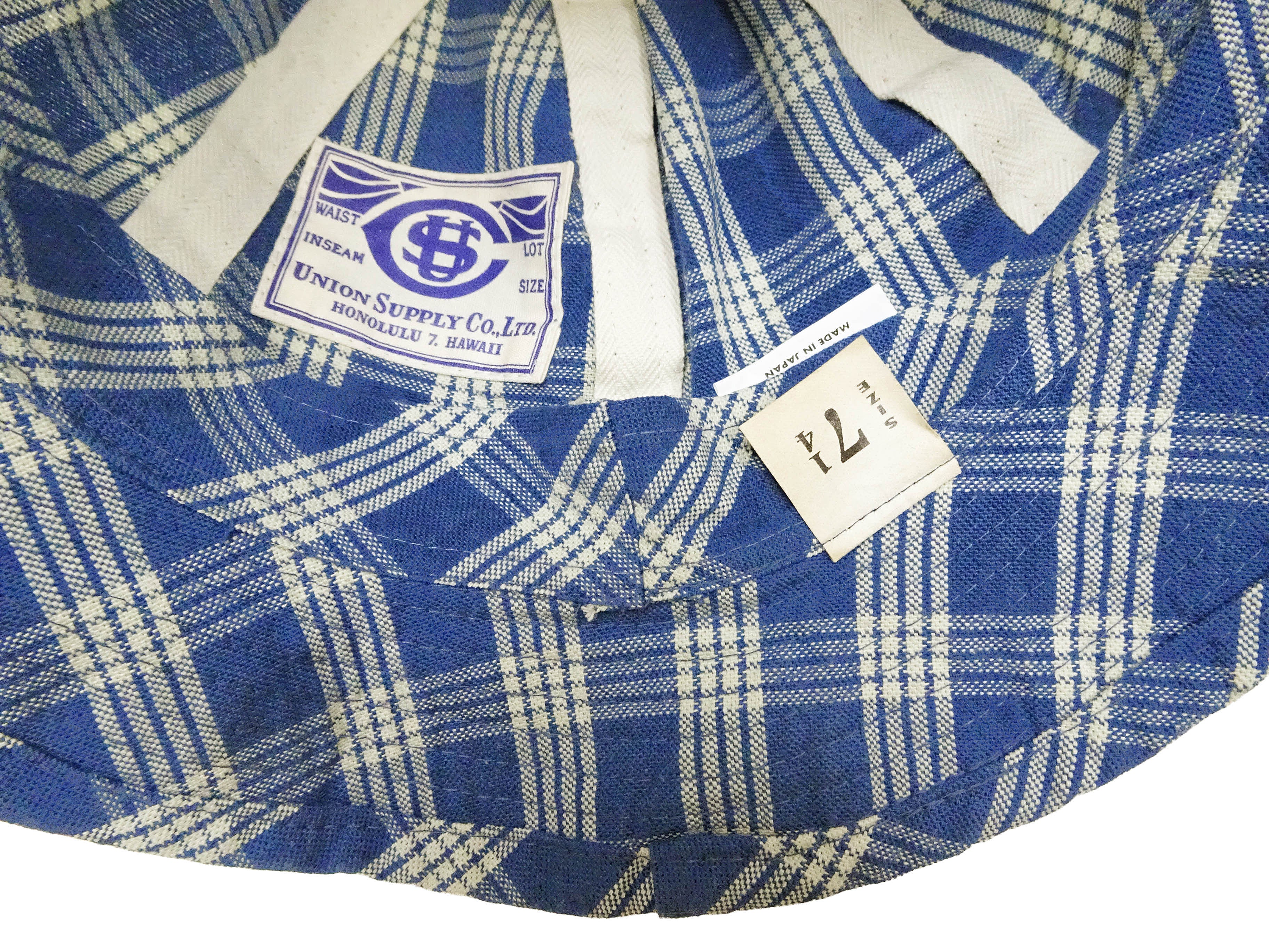 Union Supply Men's Palaka Plaid Bucket Hat - Vintage Hawaiian Workwear Style, Made in Japan (Toyo Enterprise US02883 421 One-Wash) - Image 7