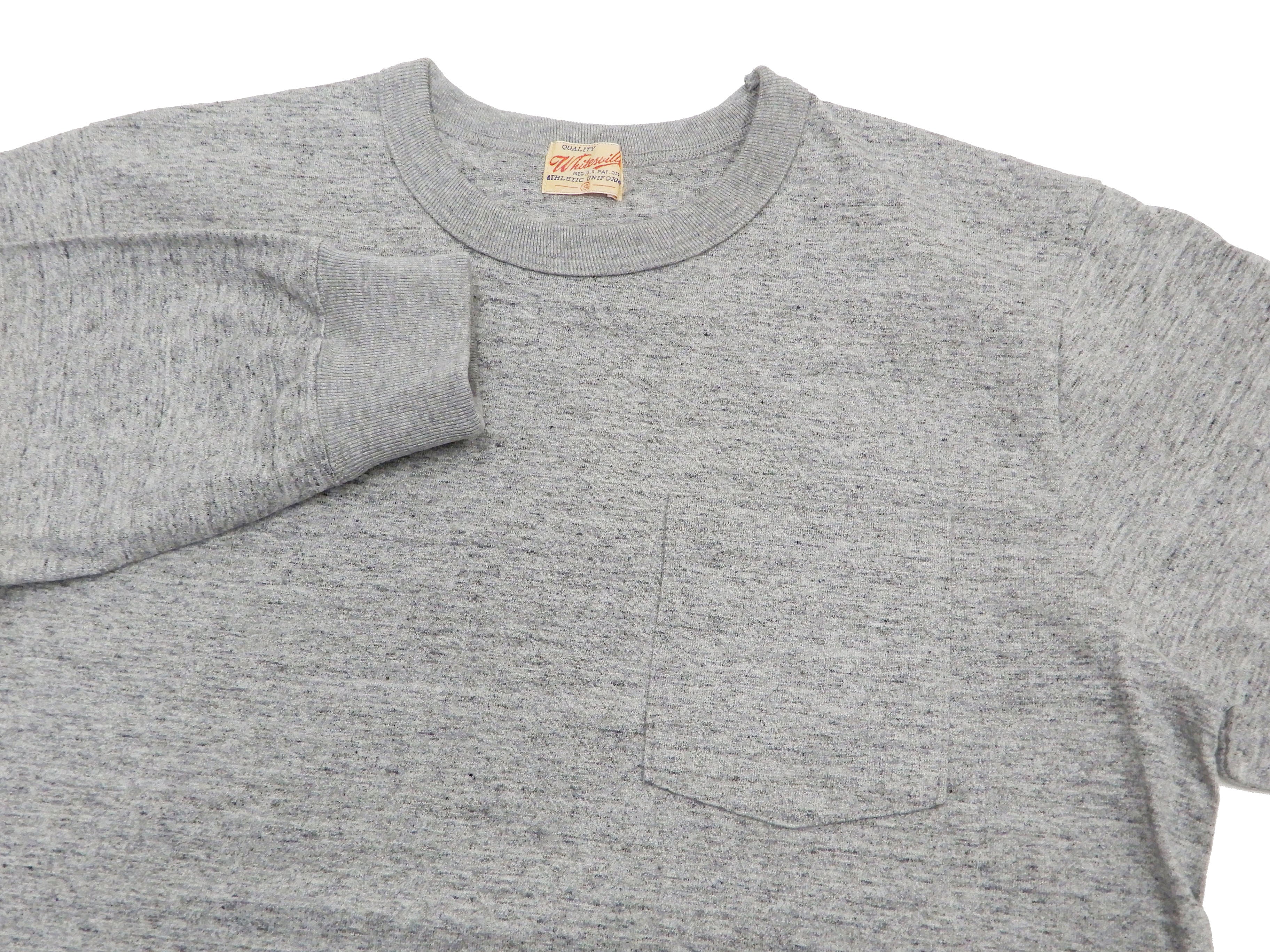 Whitesvill Plain T-shirt Men's Heavyweight Long Sleeve Pocket Tee WV68849 113 Heather-Gray - Image 6