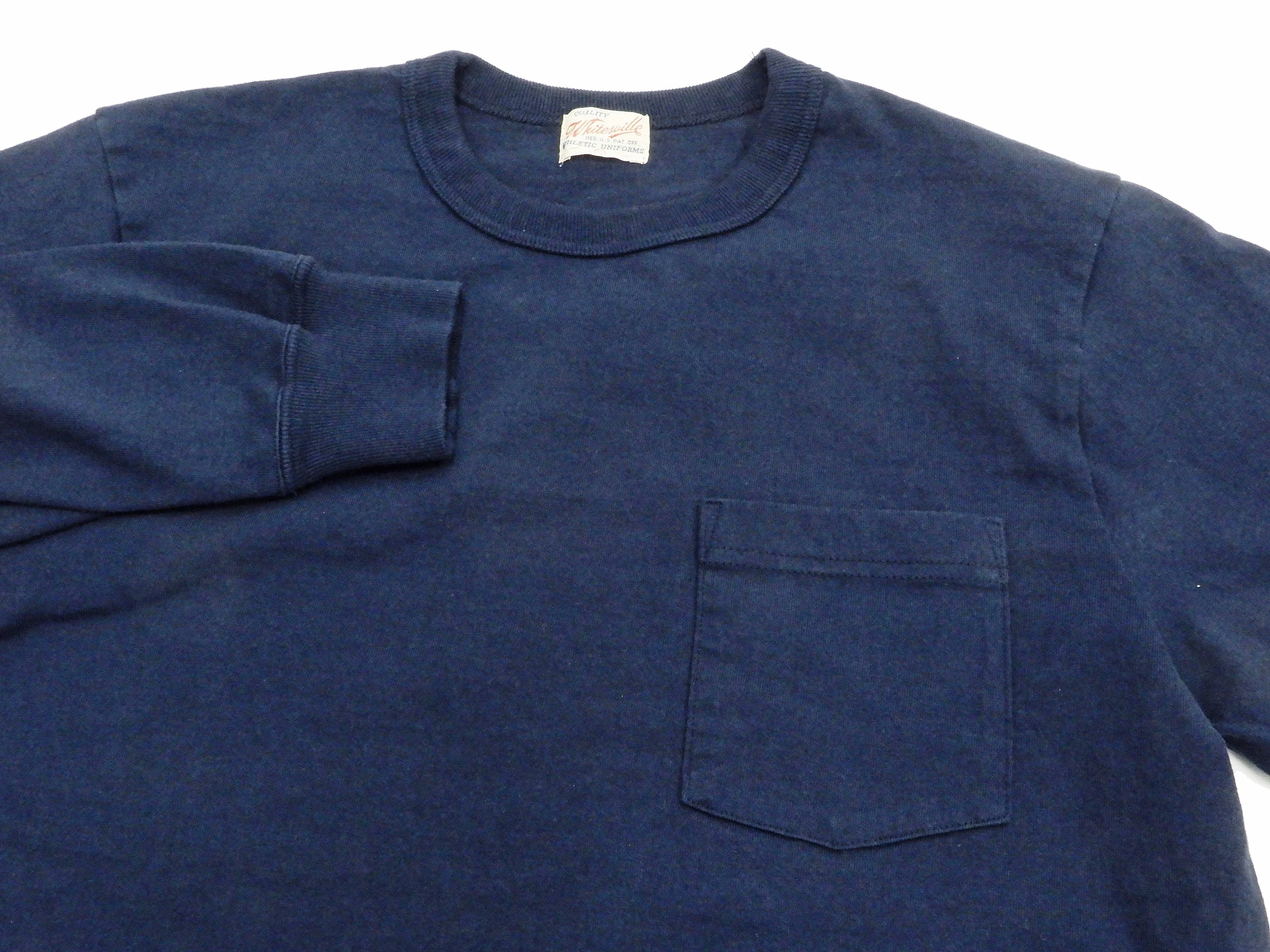 Whitesvill Plain T-shirt Men's Heavyweight Long Sleeve Pocket Tee WV68849 128 Dark-Blue - Image 6