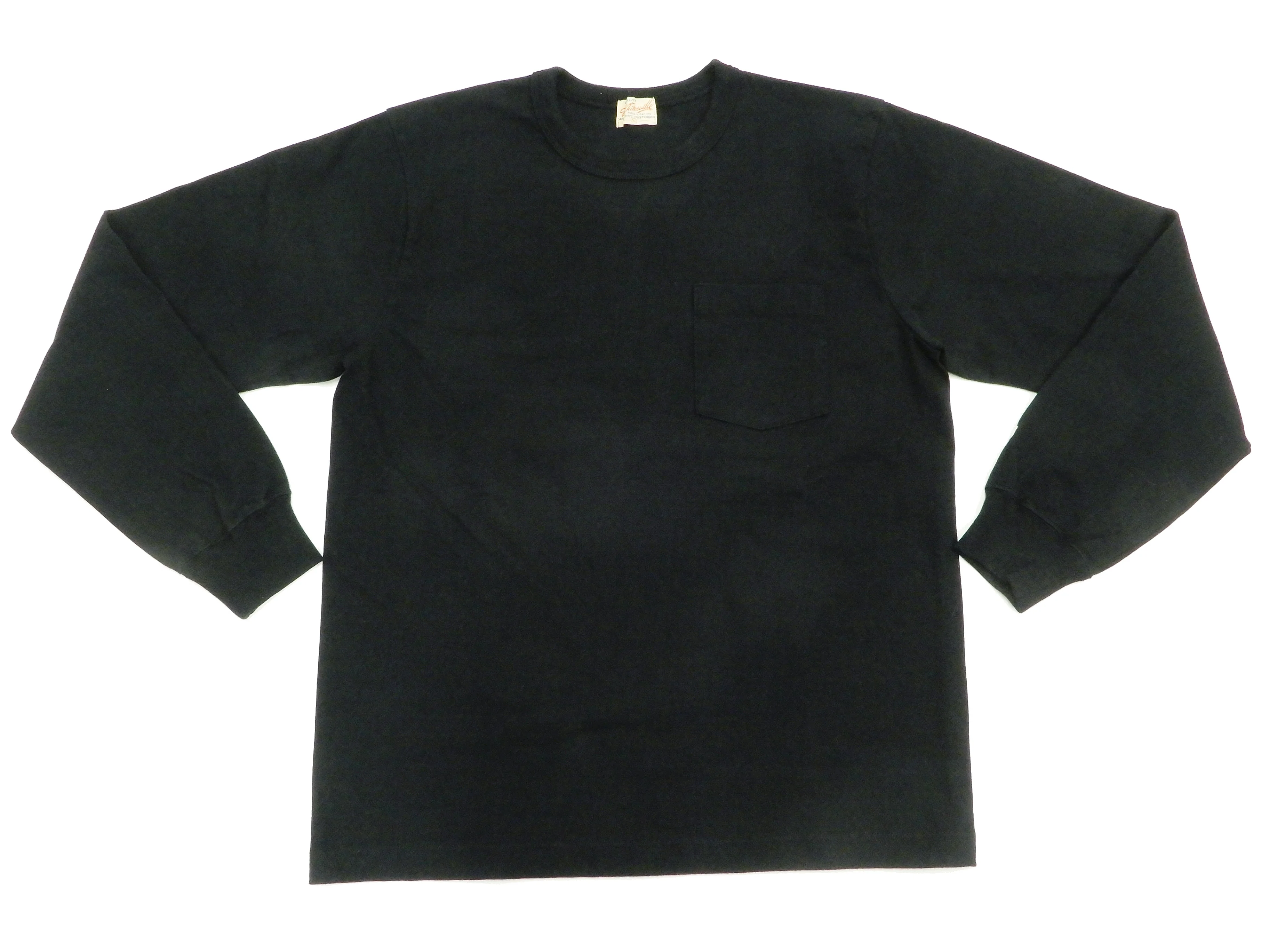 Whitesvill Plain T-shirt Men's Heavyweight Long Sleeve Pocket Tee WV68849 119 Black - Image 5