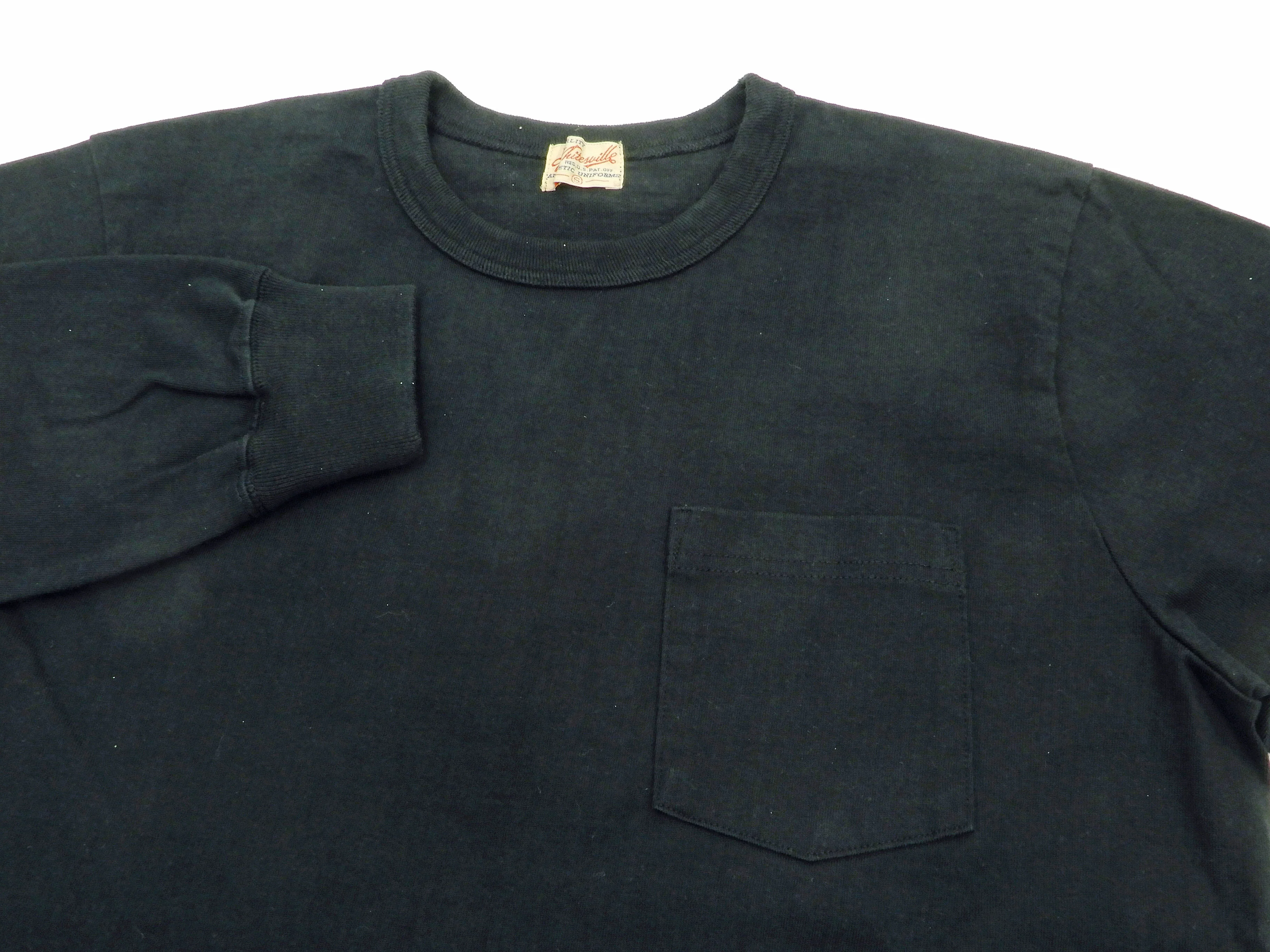 Whitesvill Plain T-shirt Men's Heavyweight Long Sleeve Pocket Tee WV68849 119 Black - Image 6