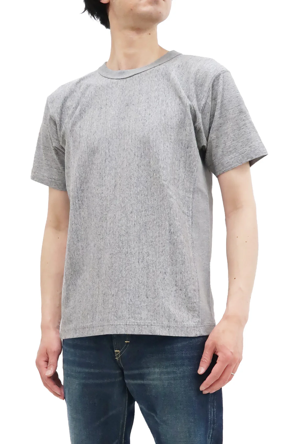 Whitesvill Plain T-shirt with Rib Side Panels Men's Heavyweight Short Sleeve Tee WV78930 113 Heather-Gray - Image 13