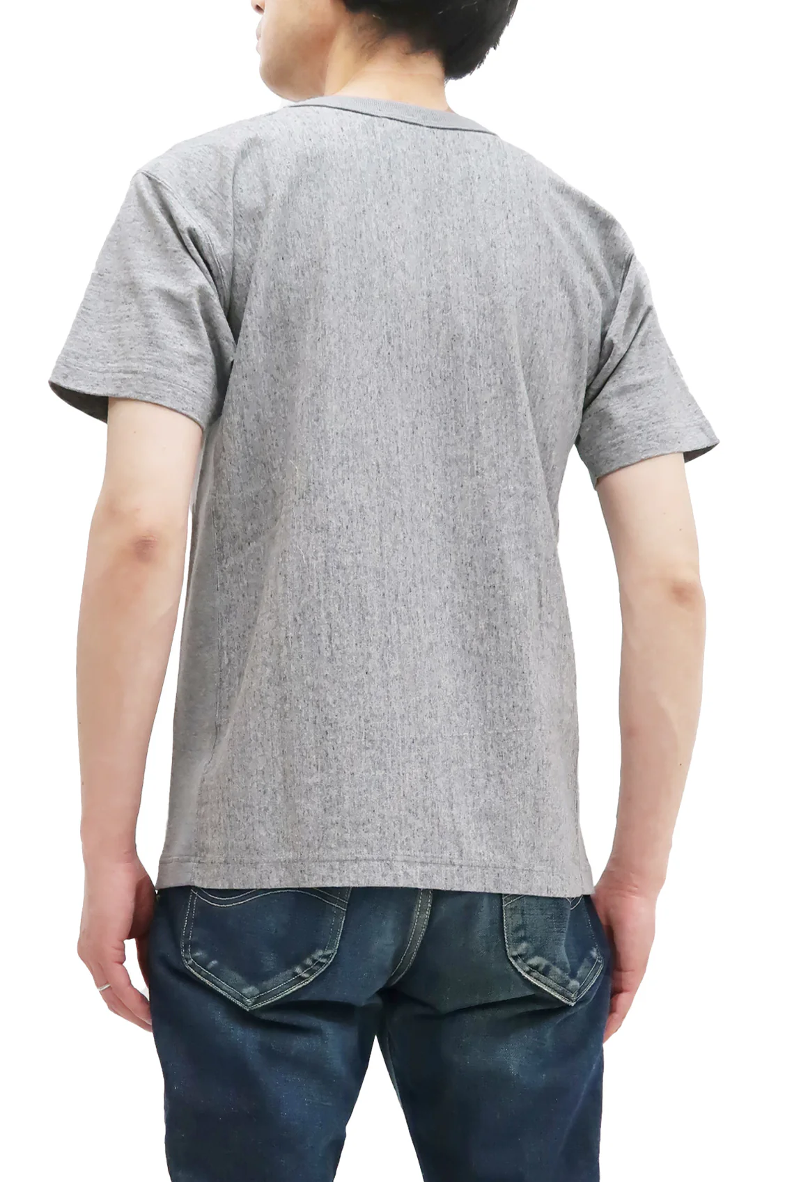 Whitesvill Plain T-shirt with Rib Side Panels Men's Heavyweight Short Sleeve Tee WV78930 113 Heather-Gray - Image 15