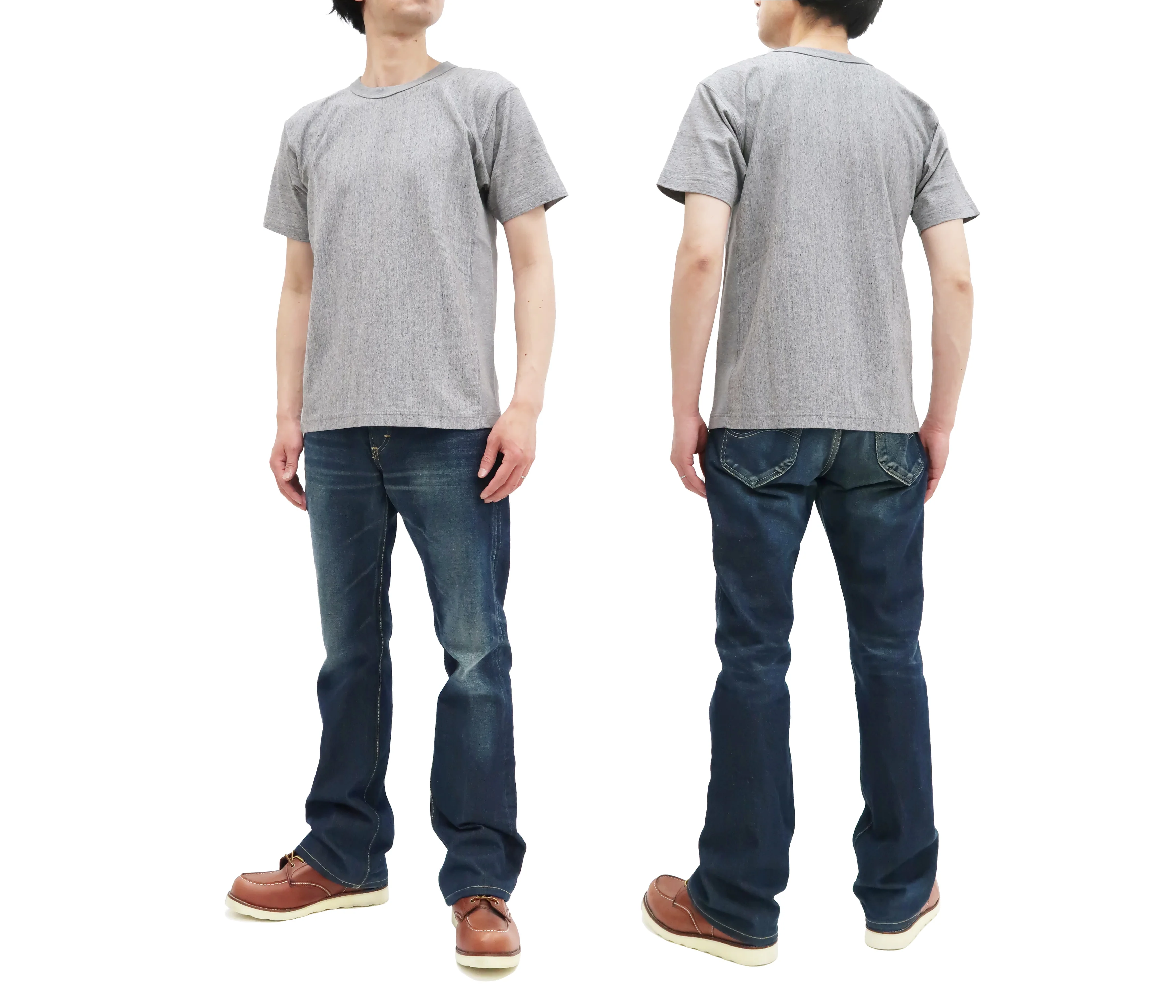 Whitesvill Plain T-shirt with Rib Side Panels Men's Heavyweight Short Sleeve Tee WV78930 113 Heather-Gray - Image 3