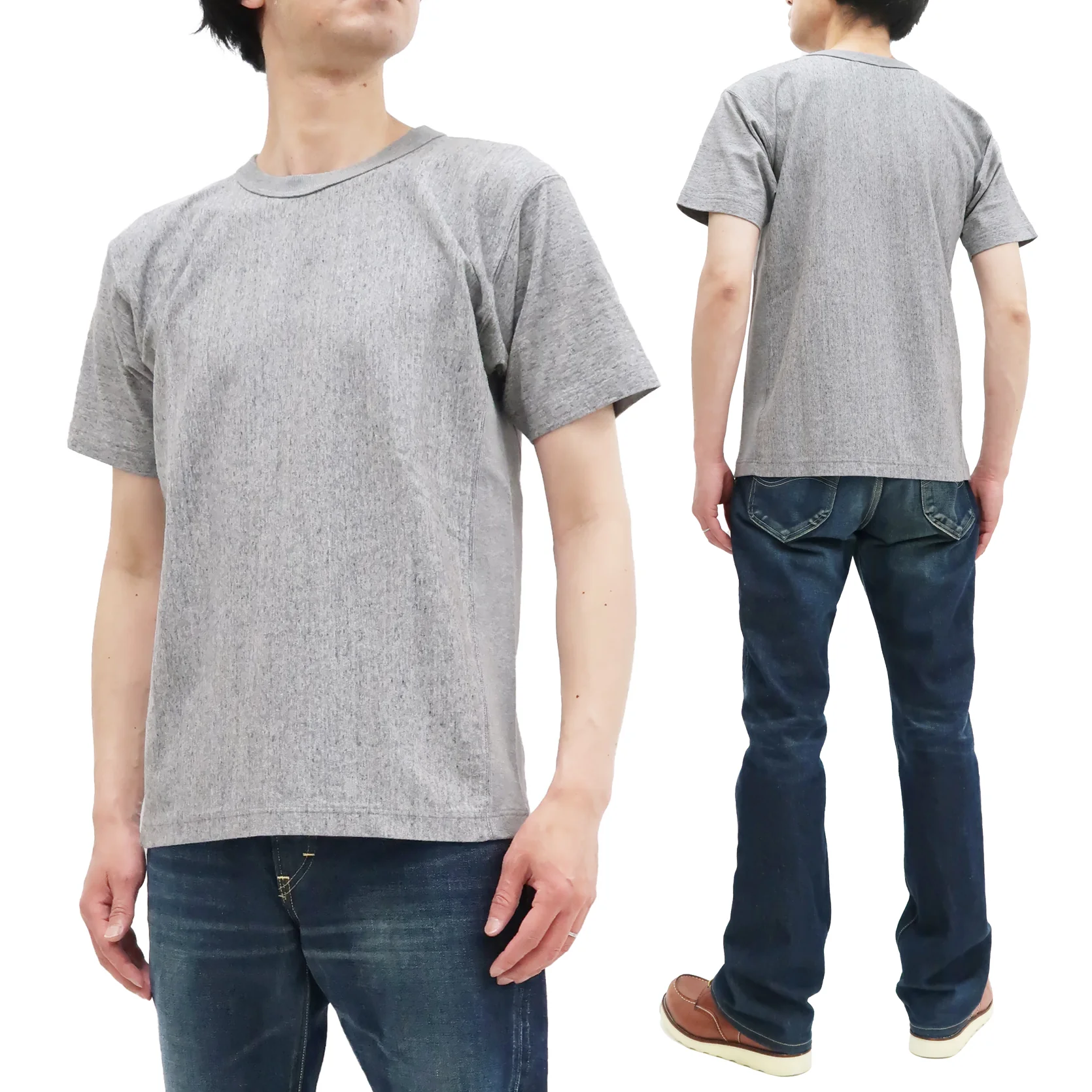 Whitesvill Plain T-shirt with Rib Side Panels Men's Heavyweight Short Sleeve Tee WV78930 113 Heather-Gray - Image 5