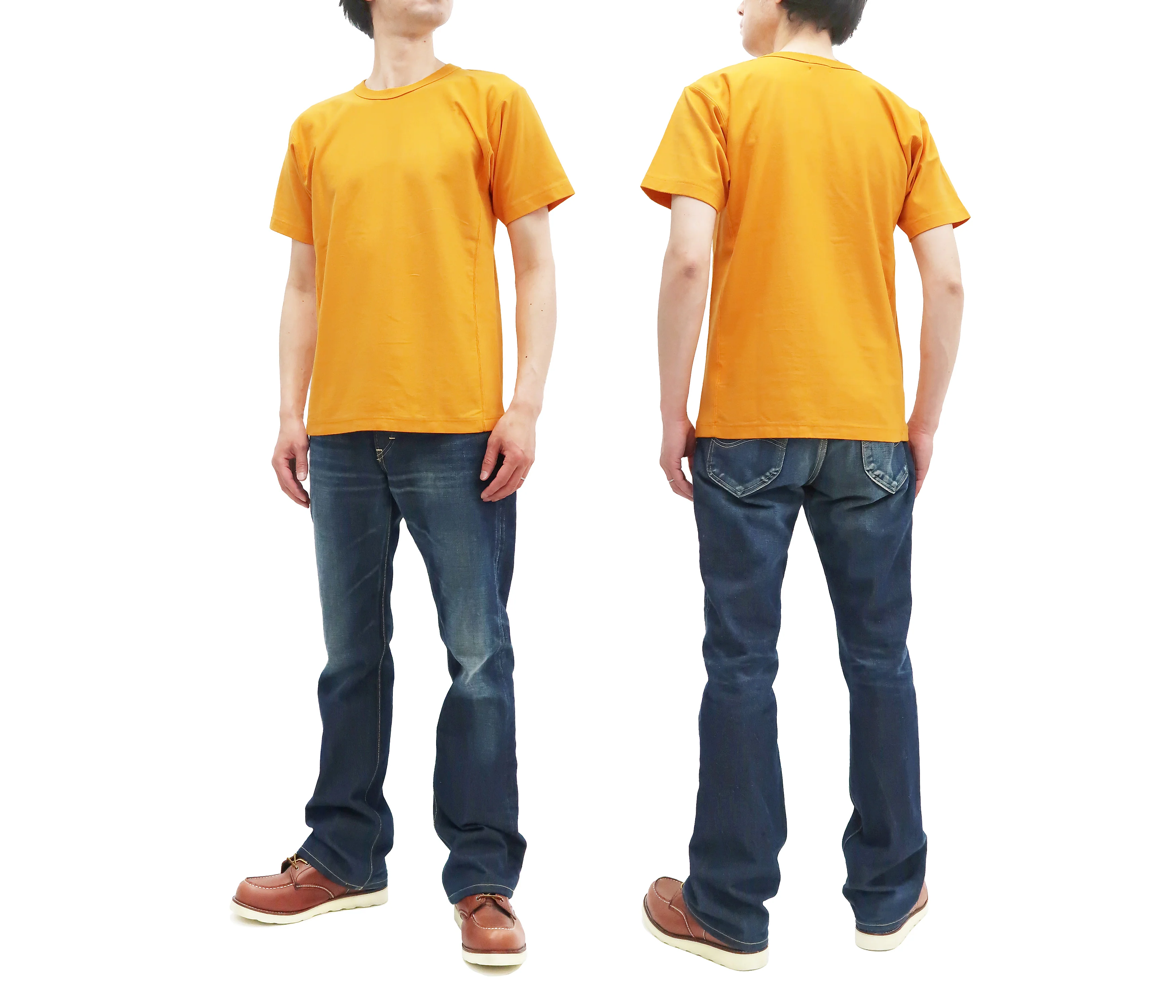 Whitesvill Plain T-shirt with Rib Side Panels Men's Heavyweight Short Sleeve Tee WV78930 156 Gold - Image 3