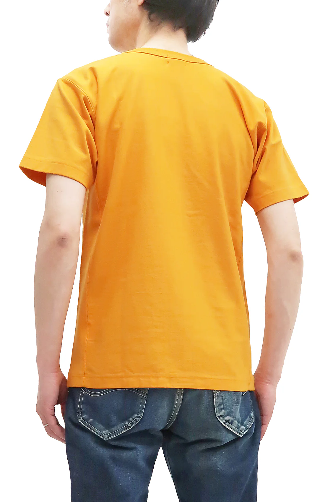 Whitesvill Plain T-shirt with Rib Side Panels Men's Heavyweight Short Sleeve Tee WV78930 156 Gold - Image 4