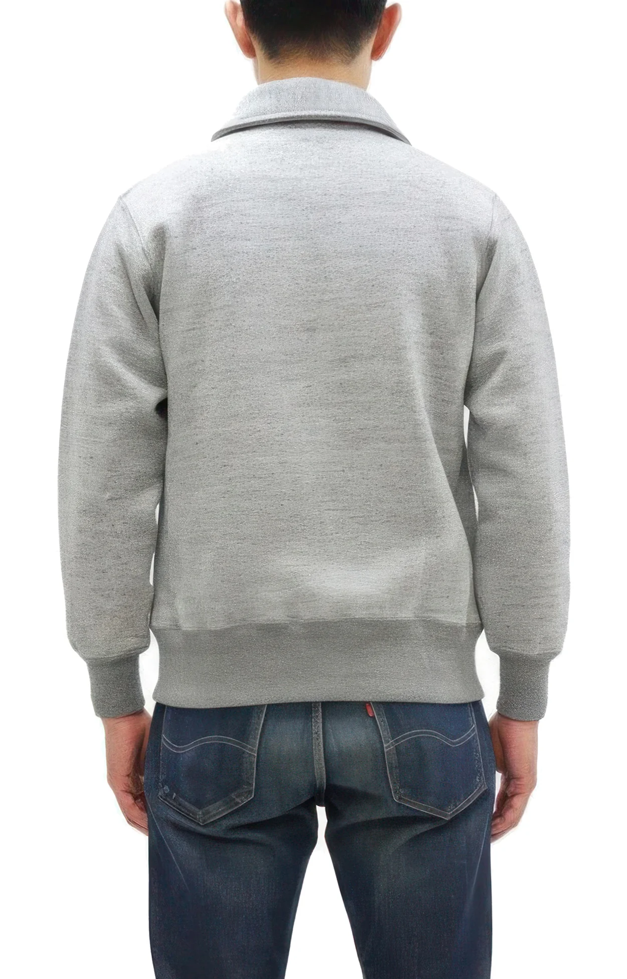 Whitesville Men's Collared Half-Zip Sweatshirt - Heavyweight Loopwheel Fleece, Made in Japan, Vintage-Inspired Athletic Wear (Toyo Enterprises WV69641 113 Heather Gray) - Image 4
