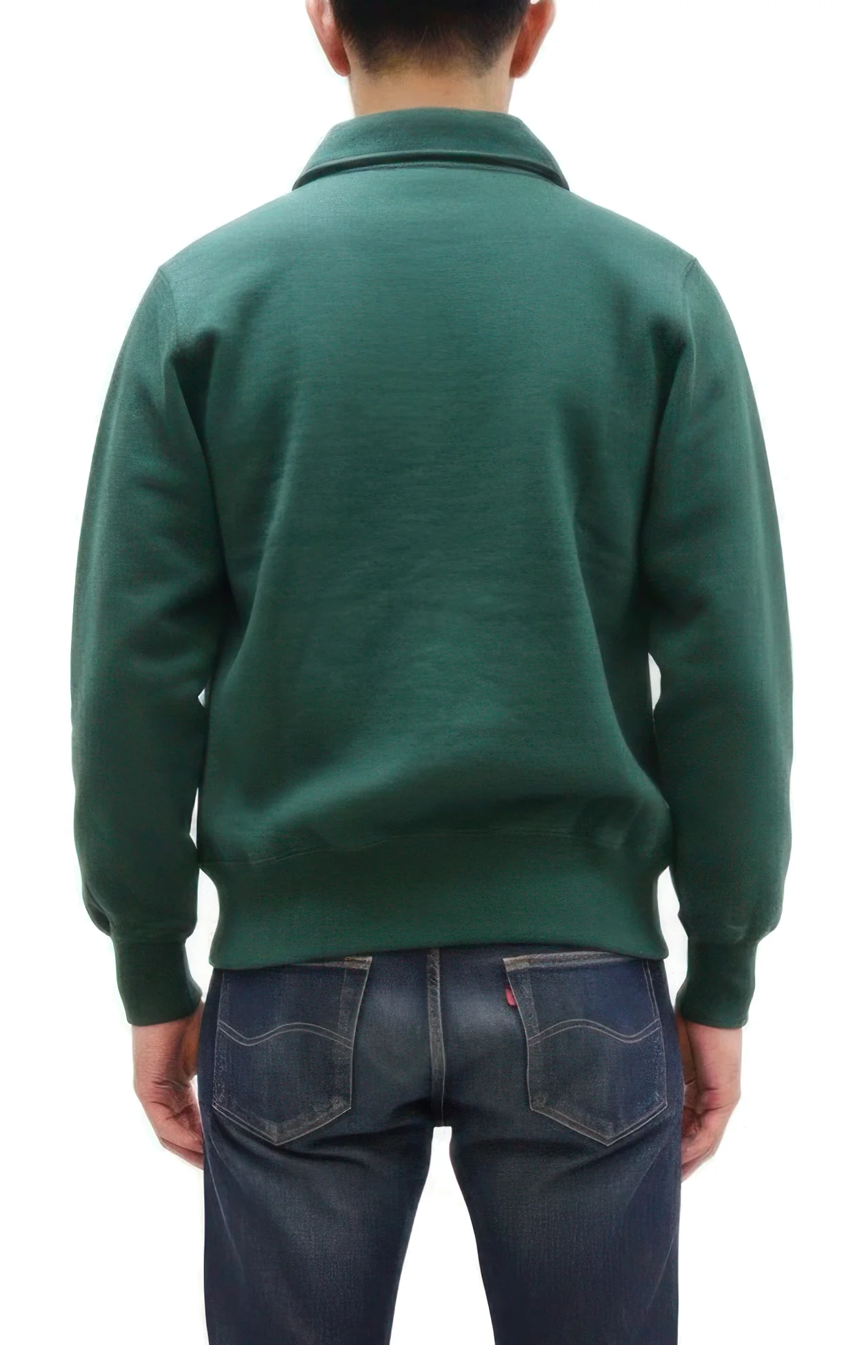Whitesville Men's Collared Half-Zip Sweatshirt - Heavyweight Loopwheel Fleece, Made in Japan, Vintage-Inspired Athletic Wear (Toyo Enterprises WV69641 145 Green) - Image 4