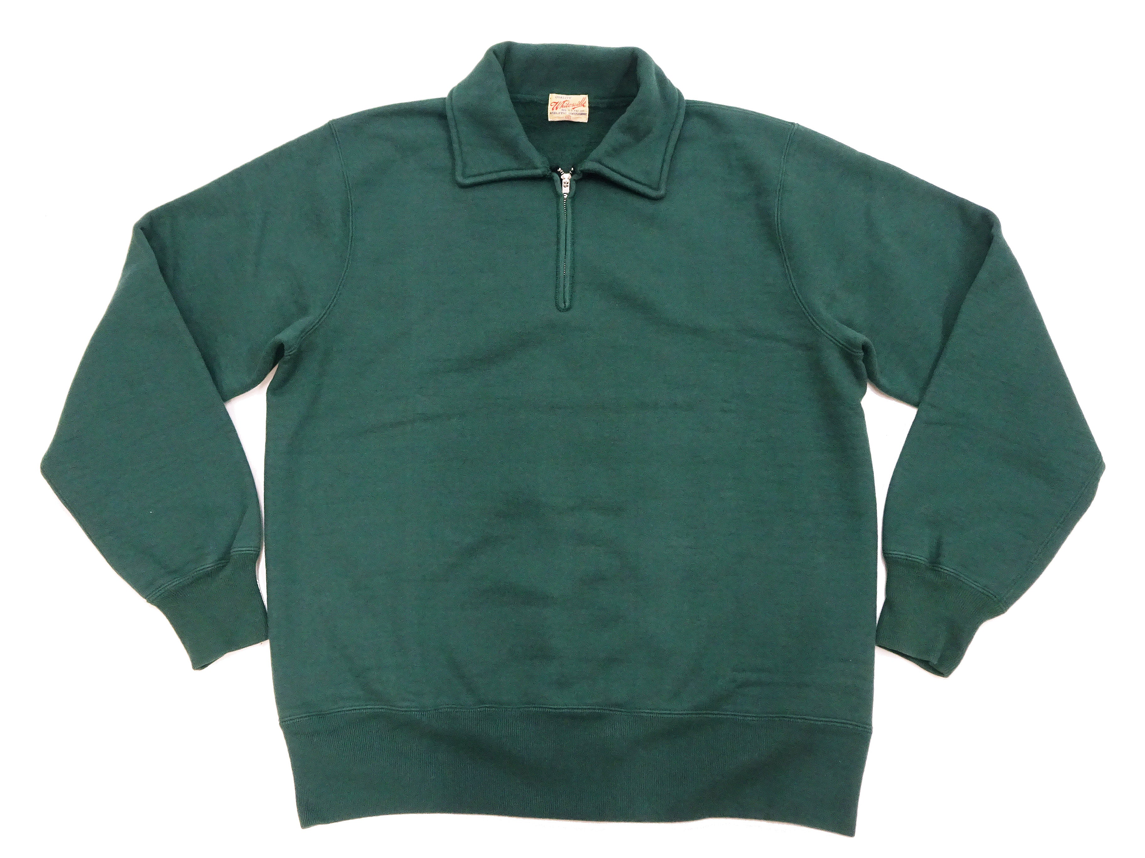 Whitesville Men's Collared Half-Zip Sweatshirt - Heavyweight Loopwheel Fleece, Made in Japan, Vintage-Inspired Athletic Wear (Toyo Enterprises WV69641 145 Green) - Image 6