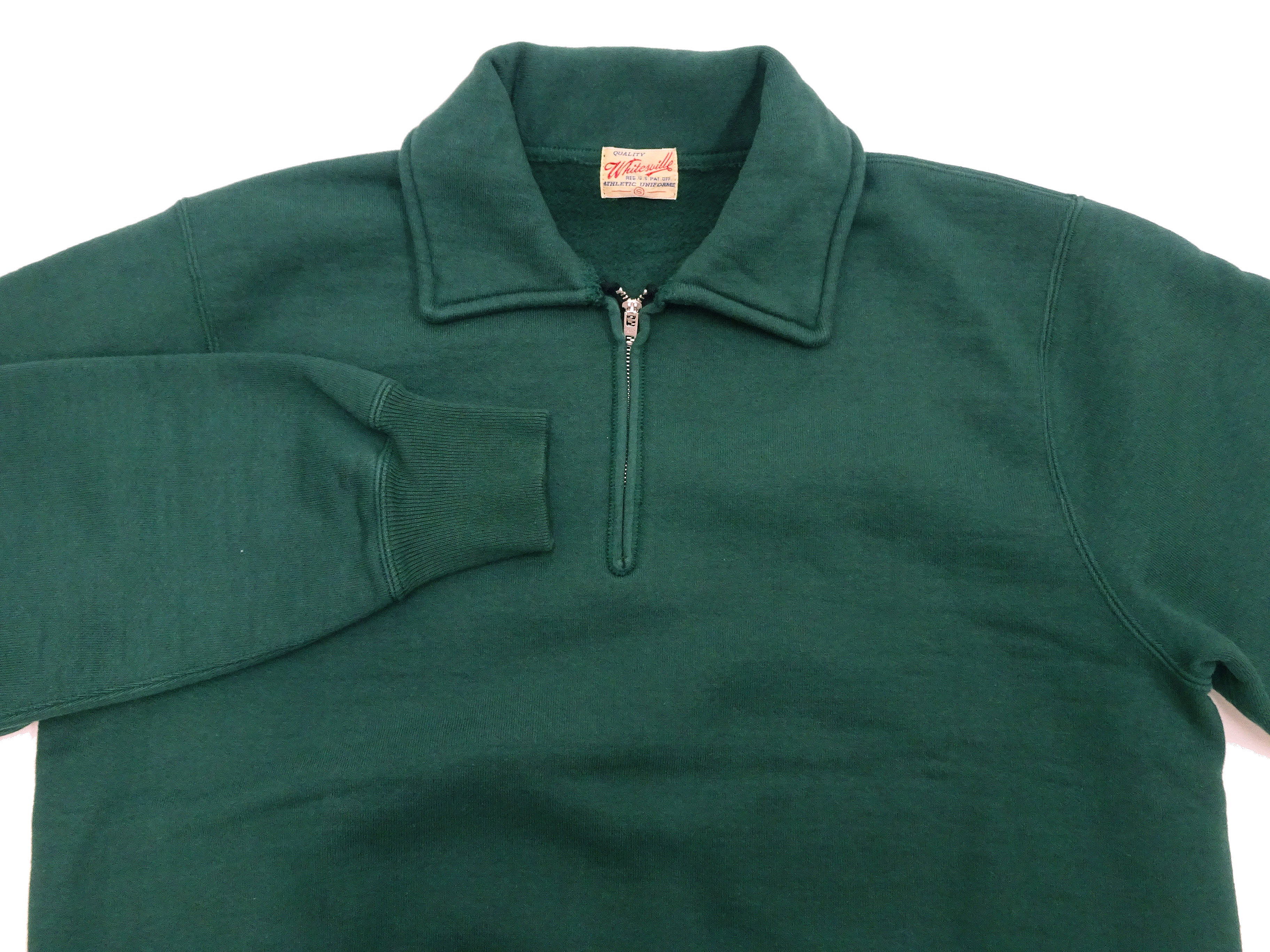 Whitesville Men's Collared Half-Zip Sweatshirt - Heavyweight Loopwheel Fleece, Made in Japan, Vintage-Inspired Athletic Wear (Toyo Enterprises WV69641 145 Green) - Image 7