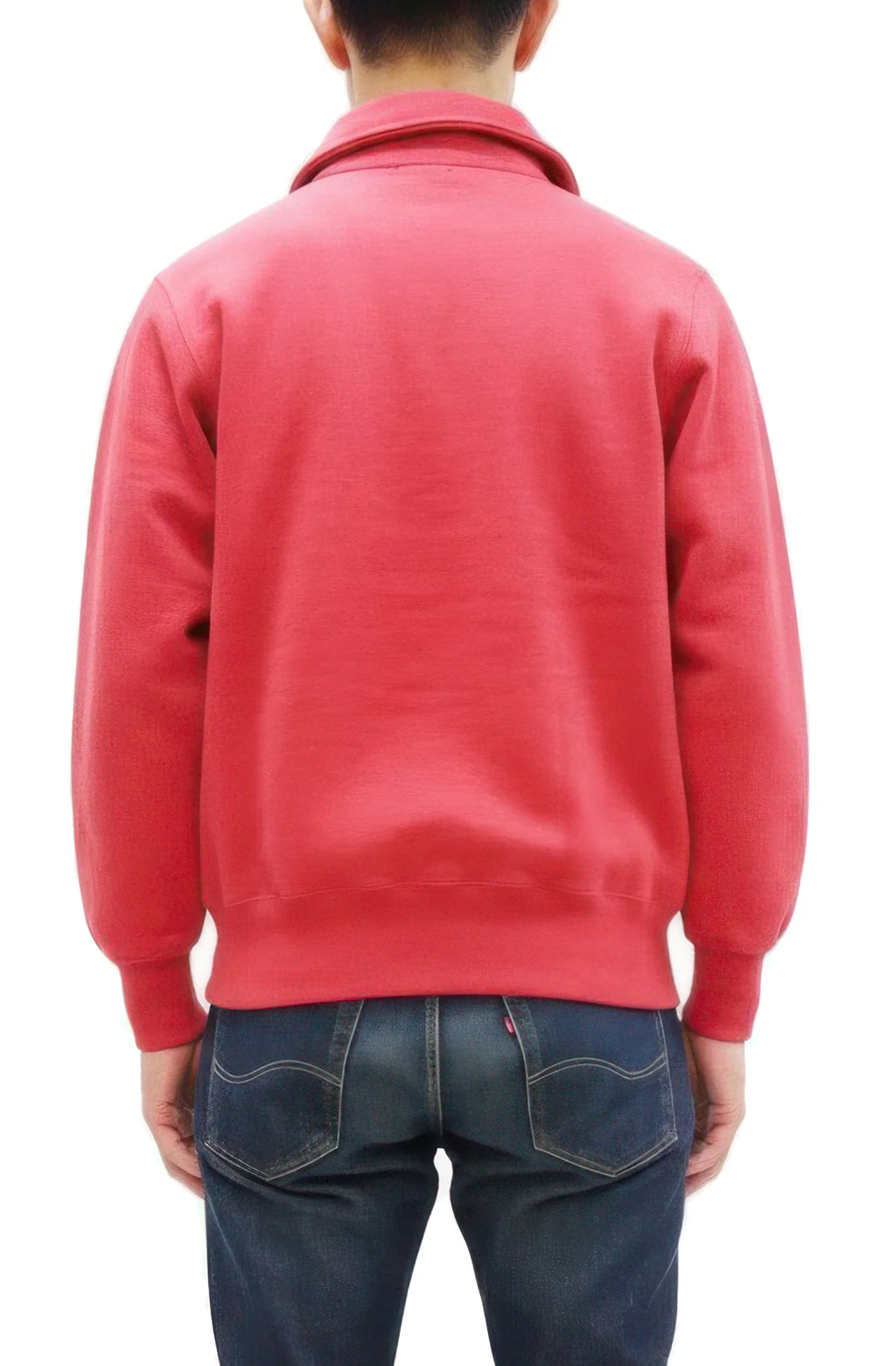 Whitesville Men's Collared Half-Zip Sweatshirt - Heavyweight Loopwheel Fleece, Made in Japan, Vintage-Inspired Athletic Wear (Toyo Enterprises WV69641 165 Red) - Image 4