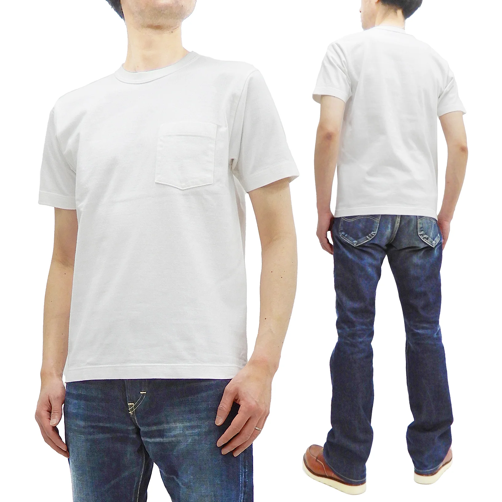 Whitesville Men's Plain Pocket T-Shirt - Short Sleeve Crewneck Loopwheel Tee (One-Wash) WV78932 by Toyo Enterprises 105 Off-White - Image 11