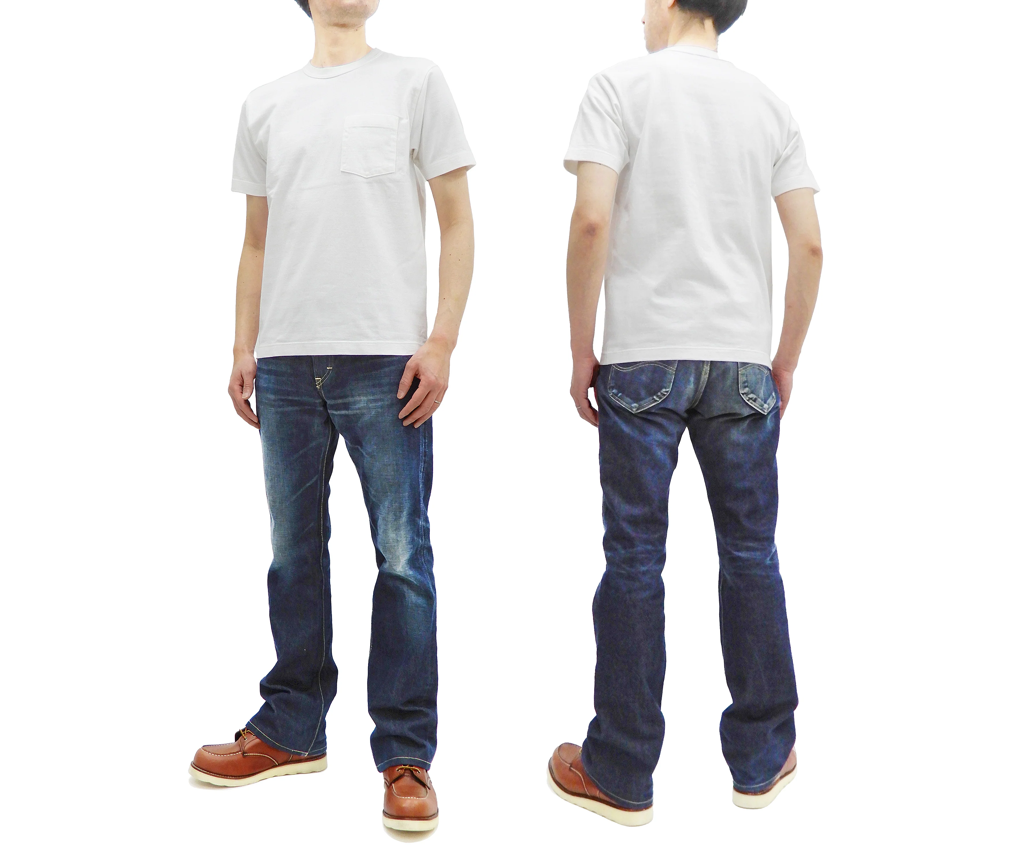 Whitesville Men's Plain Pocket T-Shirt - Short Sleeve Crewneck Loopwheel Tee (One-Wash) WV78932 by Toyo Enterprises 105 Off-White - Image 3