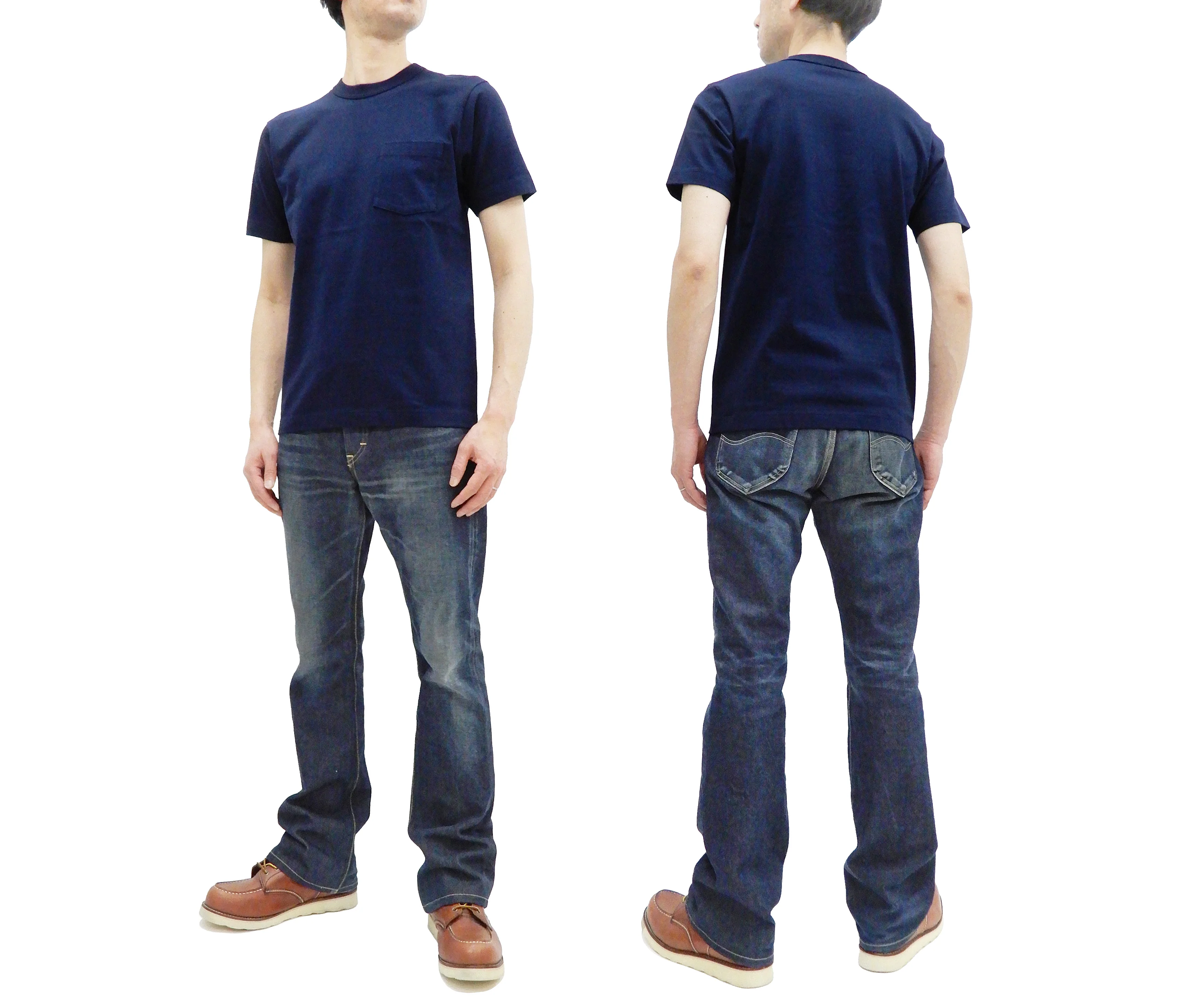 Whitesville Men's Plain Pocket T-Shirt - Short Sleeve Crewneck Loopwheel Tee (One-Wash) WV78932 by Toyo Enterprises 128 Navy-Blue - Image 3
