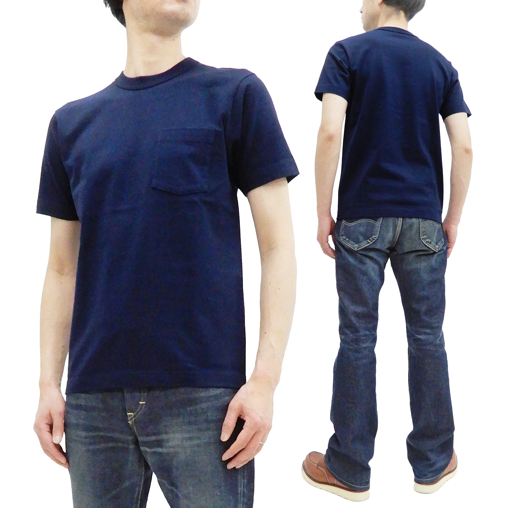 Whitesville Men's Plain Pocket T-Shirt - Short Sleeve Crewneck Loopwheel Tee (One-Wash) WV78932 by Toyo Enterprises 128 Navy-Blue - Image 5