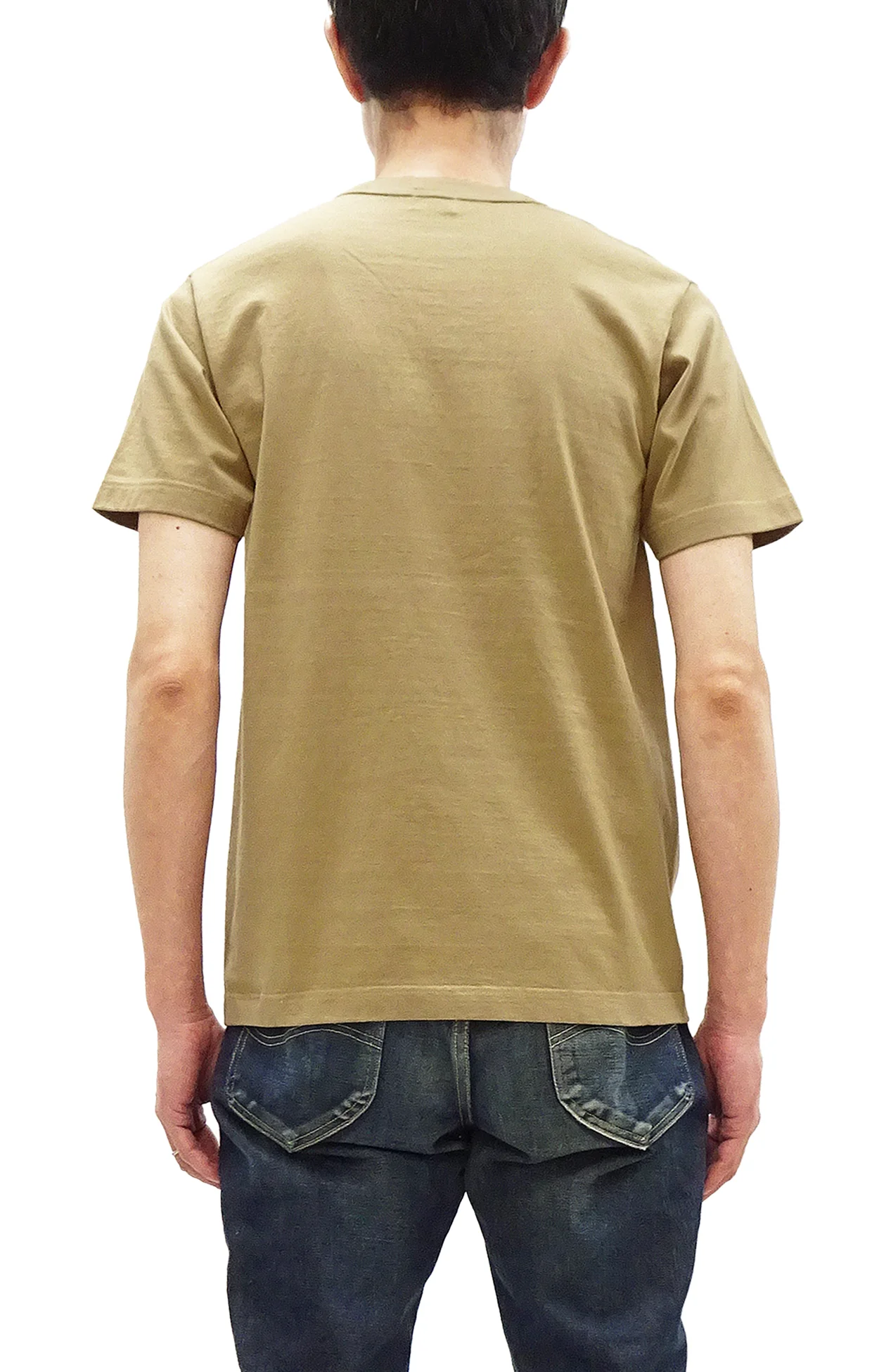 Whitesville Men's Plain Pocket T-Shirt - Short Sleeve Crewneck Loopwheel Tee (One-Wash) WV78932 by Toyo Enterprises 133 Beige - Image 4