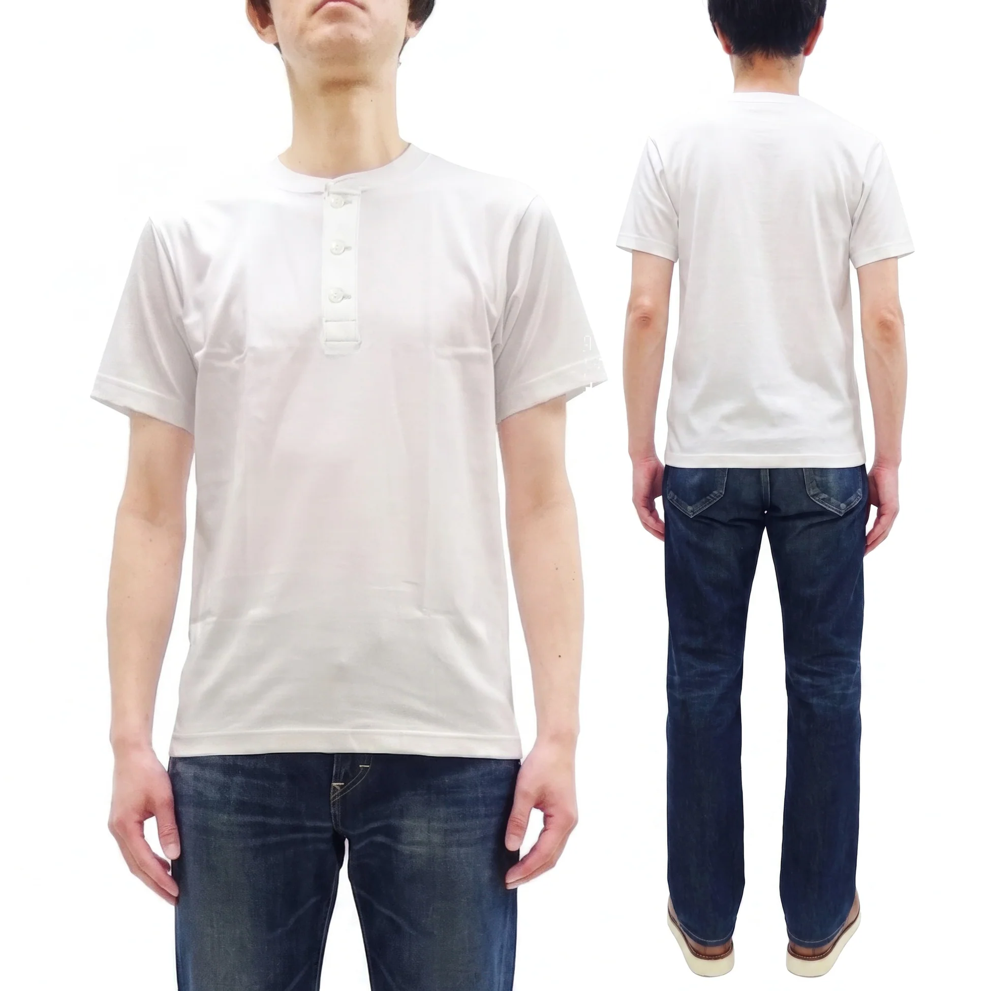 Whitesville Men's Short-Sleeve Henley T-Shirt, 100% Cotton Tubular-Knit Jersey, Slim Fit, One-Pack, Made in Japan (WV79681 105 Off-White) - Image 5