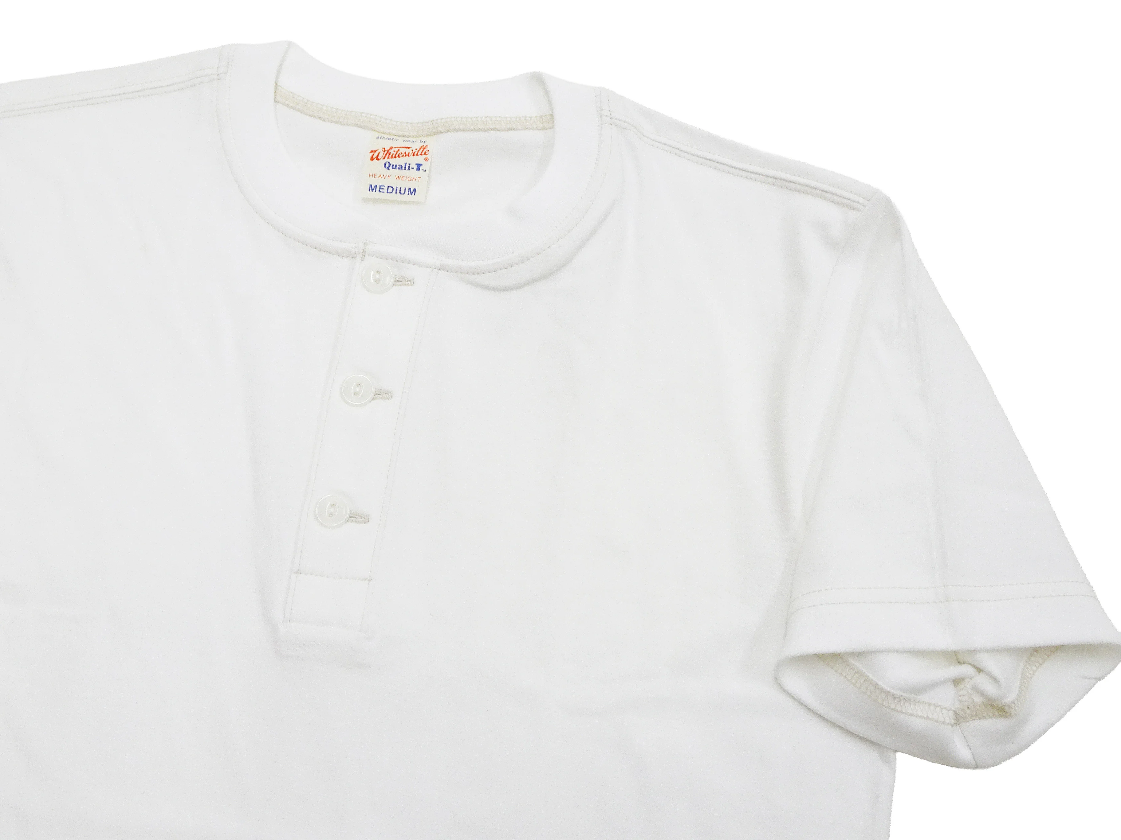 Whitesville Men's Short-Sleeve Henley T-Shirt, 100% Cotton Tubular-Knit Jersey, Slim Fit, One-Pack, Made in Japan (WV79681 105 Off-White) - Image 7