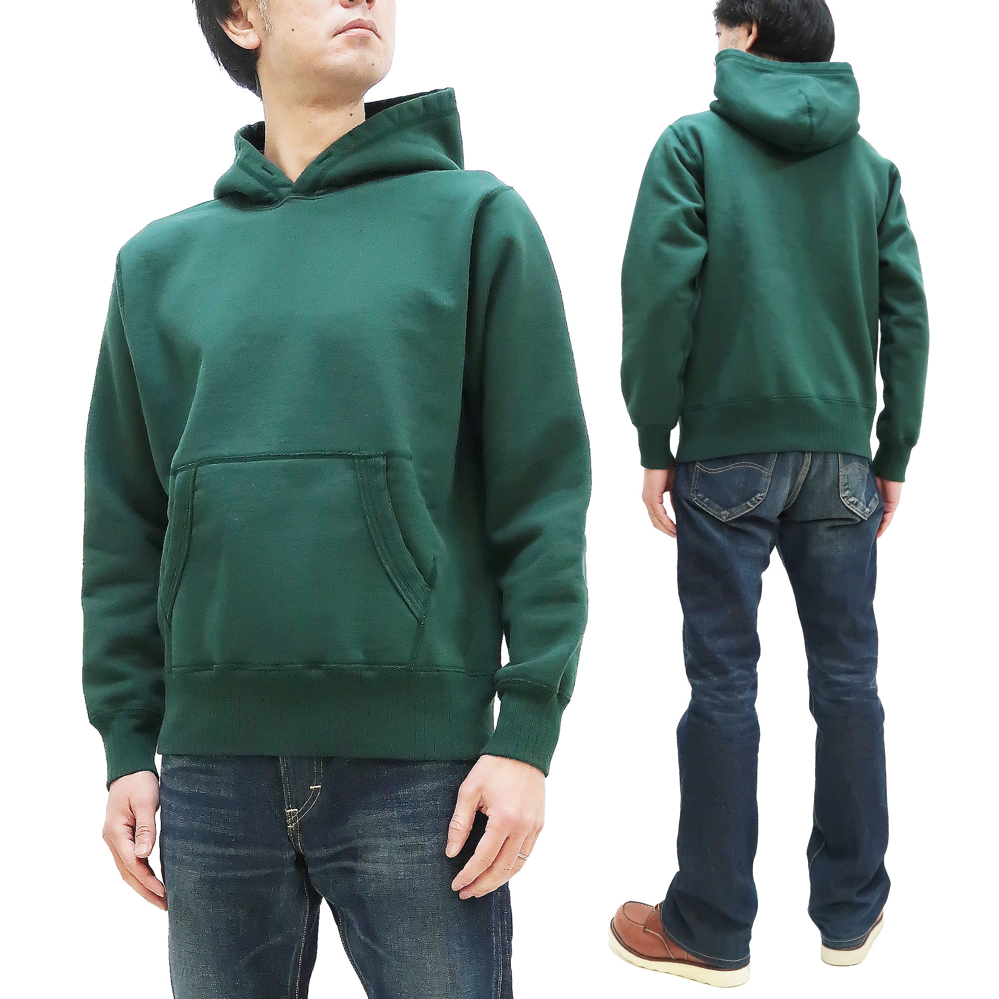 Whitesville Plain Pullover Hoodie Men's Solid Color Hooded Sweatshirt WV67729 Green - Image 5