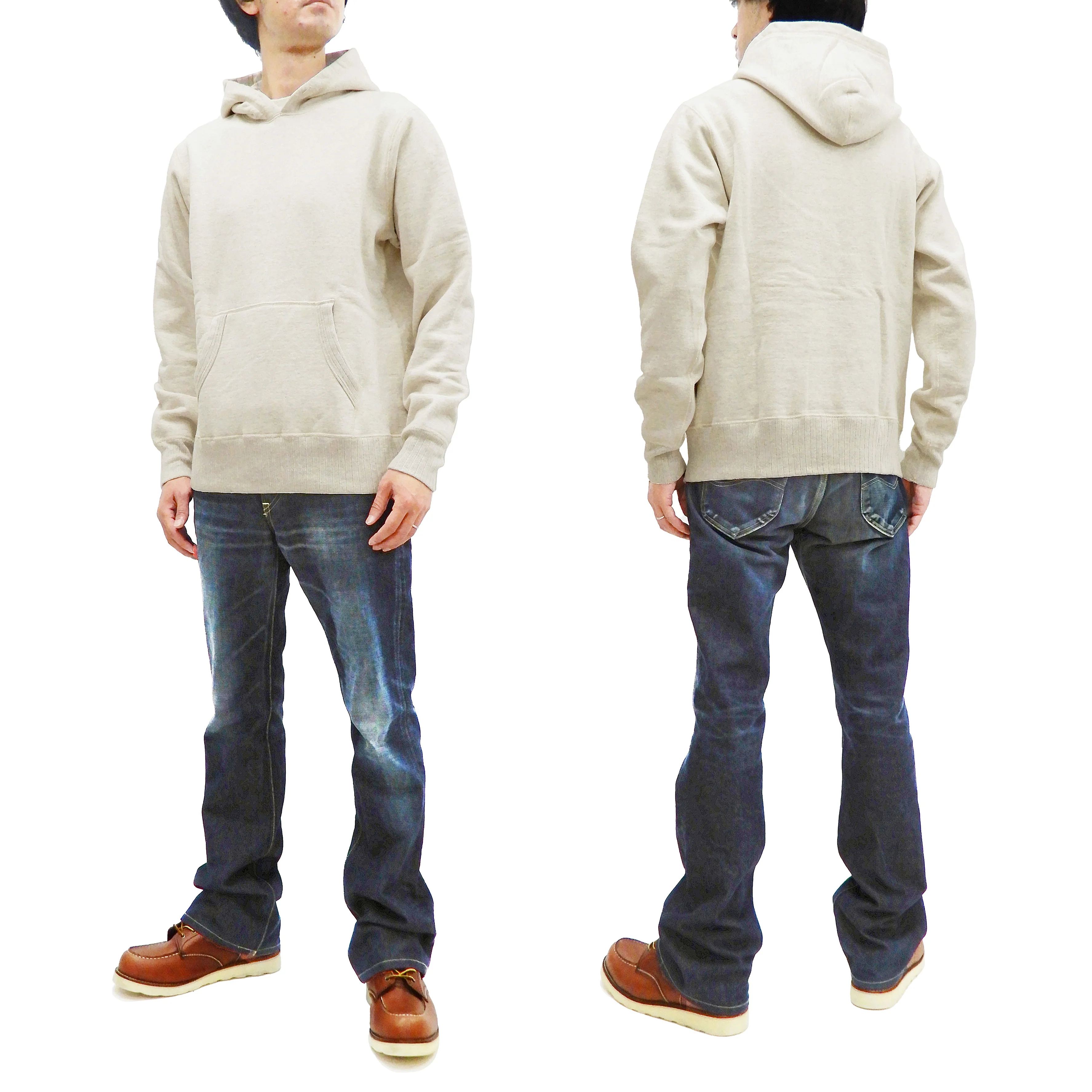 Whitesville Plain Pullover Hoodie Men's Solid Color Hooded Sweatshirt WV67729 Oatmeal - Image 3