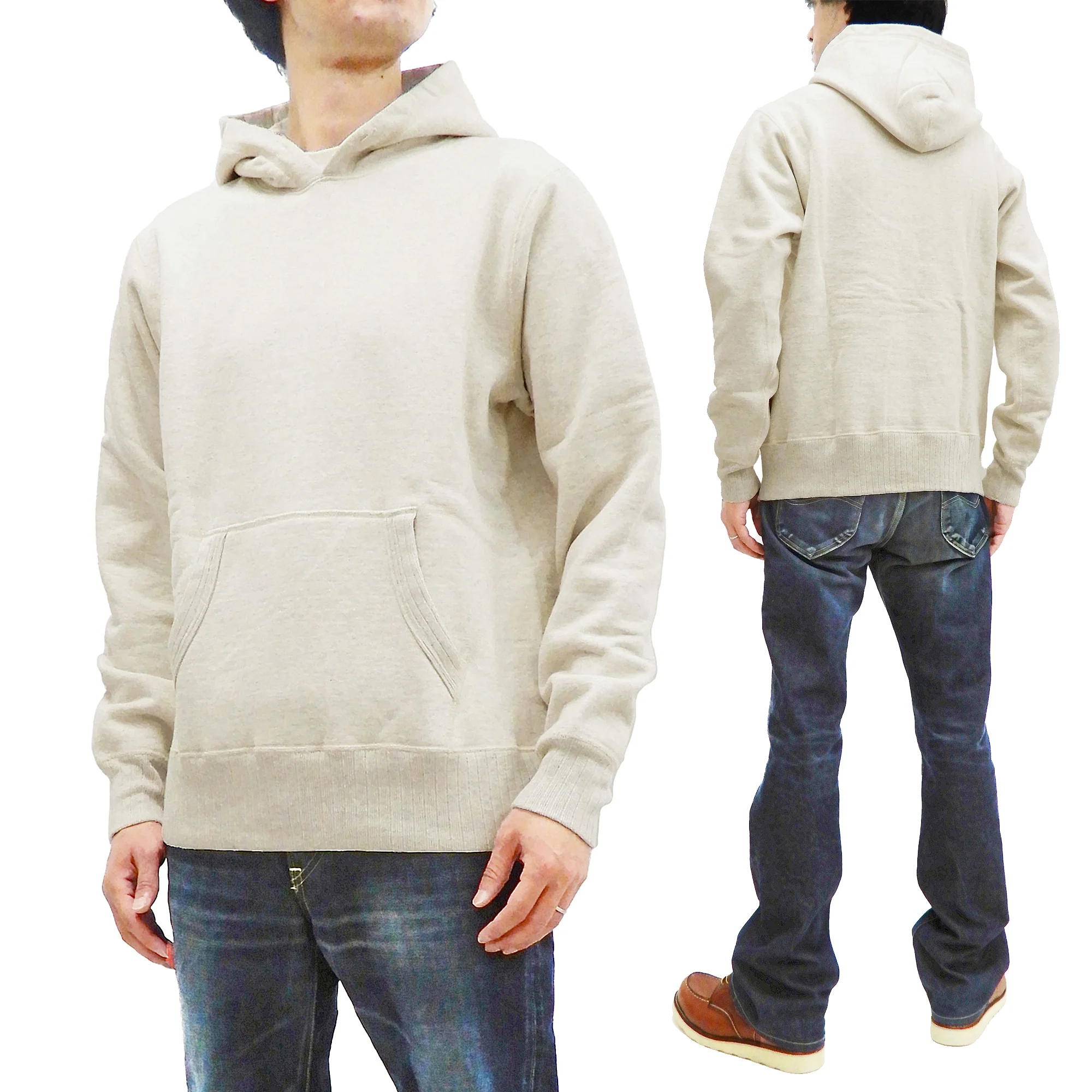 Whitesville Plain Pullover Hoodie Men's Solid Color Hooded Sweatshirt WV67729 Oatmeal - Image 4