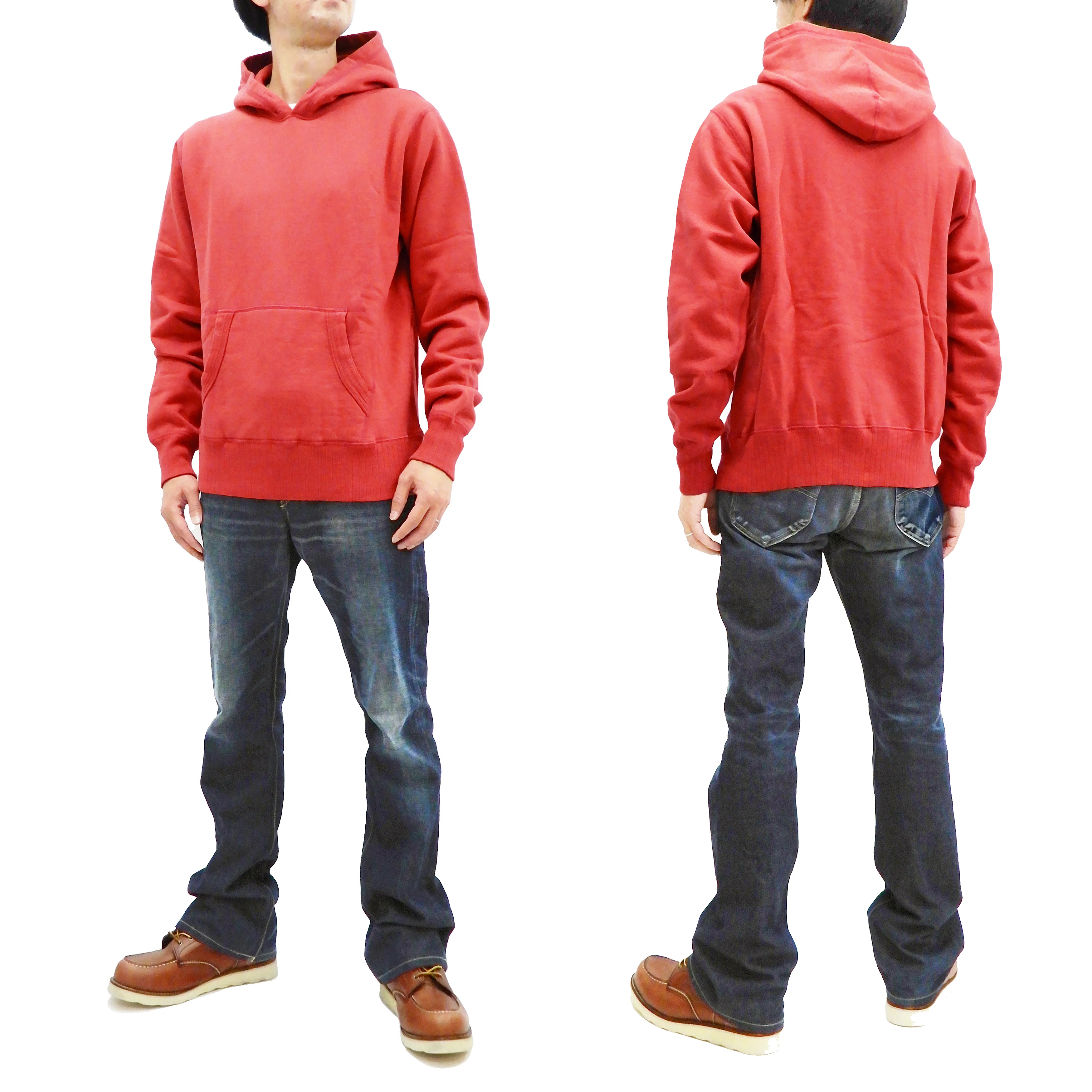 Whitesville Plain Pullover Hoodie Men's Solid Color Hooded Sweatshirt WV67729 Red - Image 3