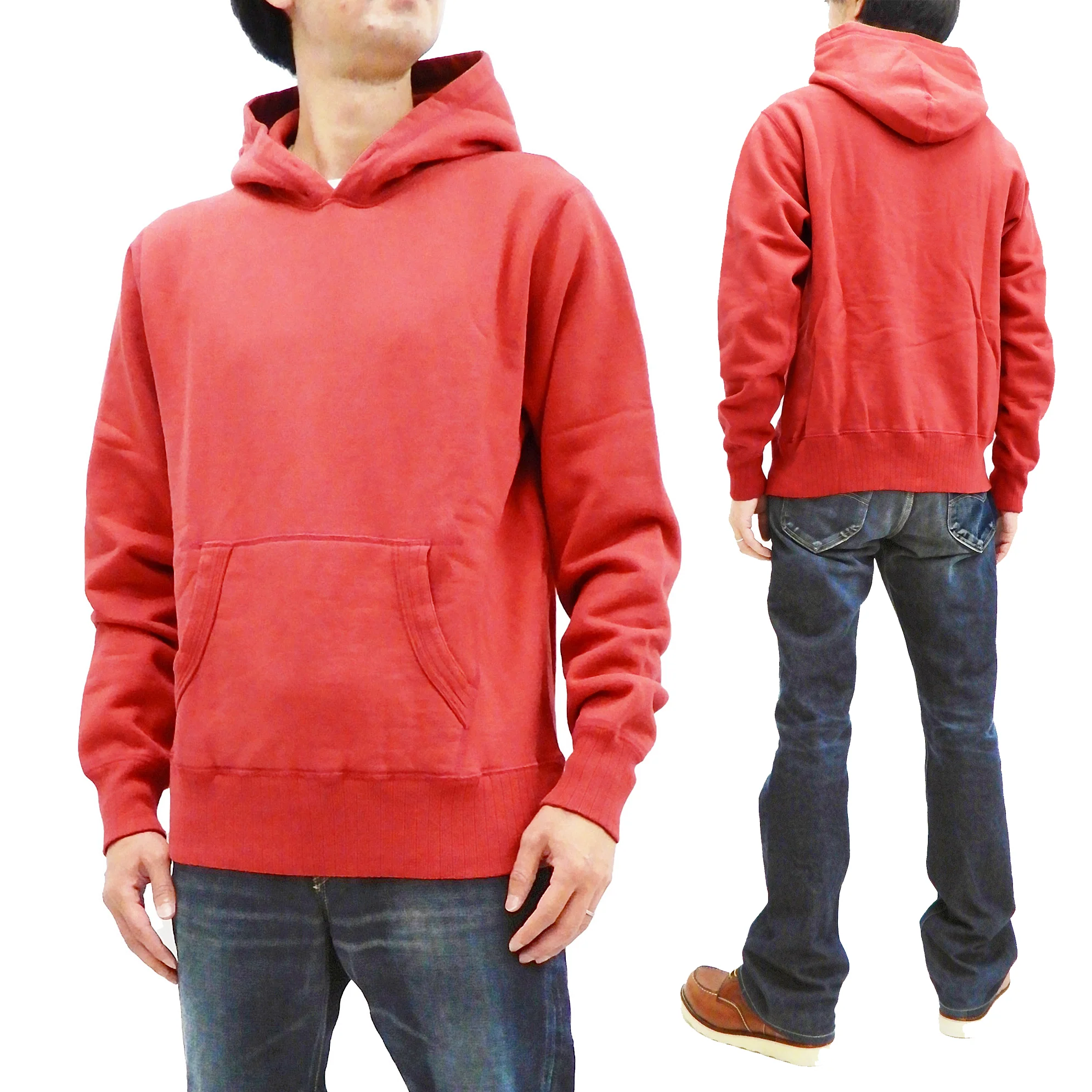 Whitesville Plain Pullover Hoodie Men's Solid Color Hooded Sweatshirt WV67729 Red - Image 4