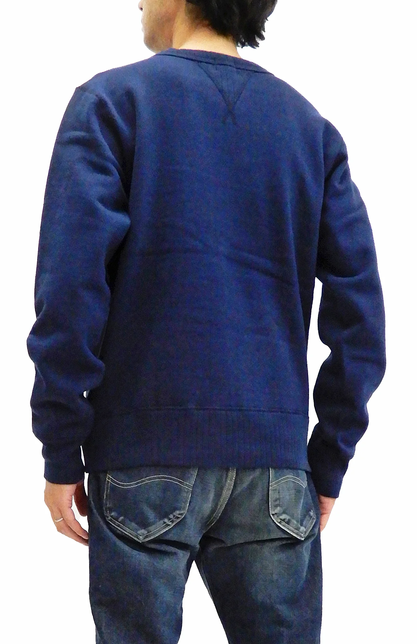Whitesville Plain Sweatshirt Men's Loop-wheeled V-Insert Vintage Style WV67728 Navy-Blue - Image 4