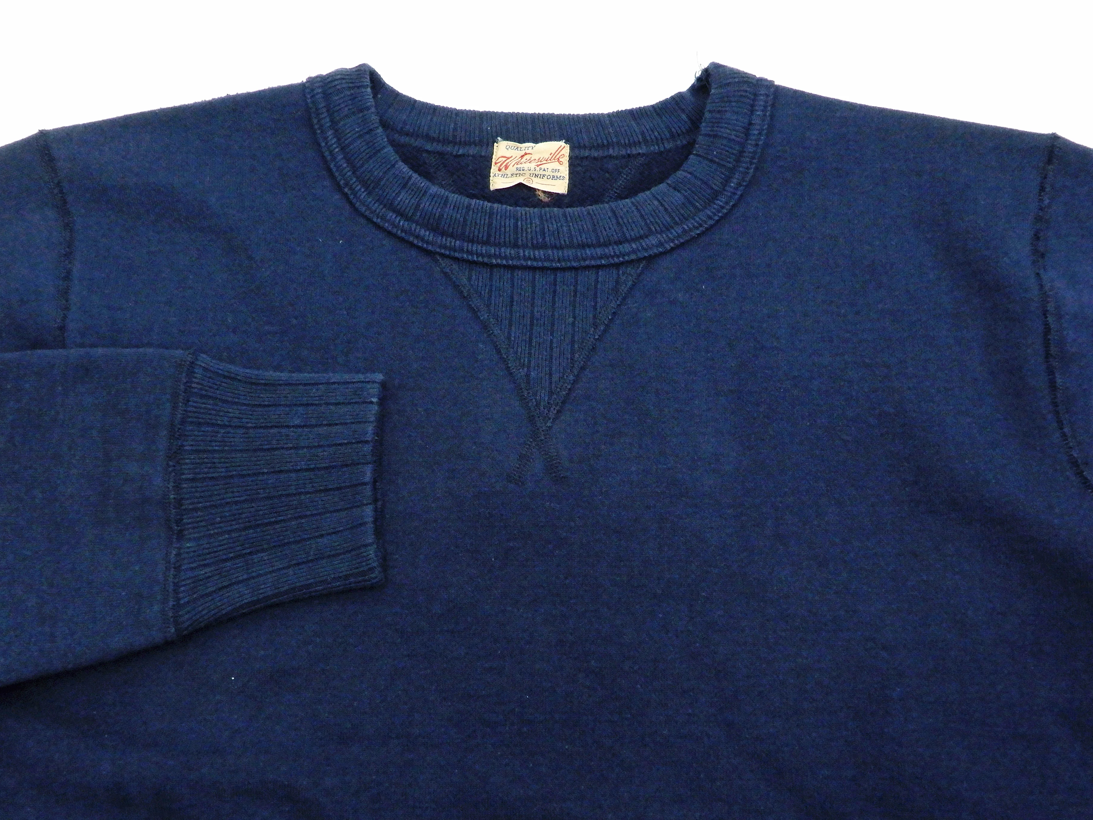 Whitesville Plain Sweatshirt Men's Loop-wheeled V-Insert Vintage Style WV67728 Navy-Blue - Image 6