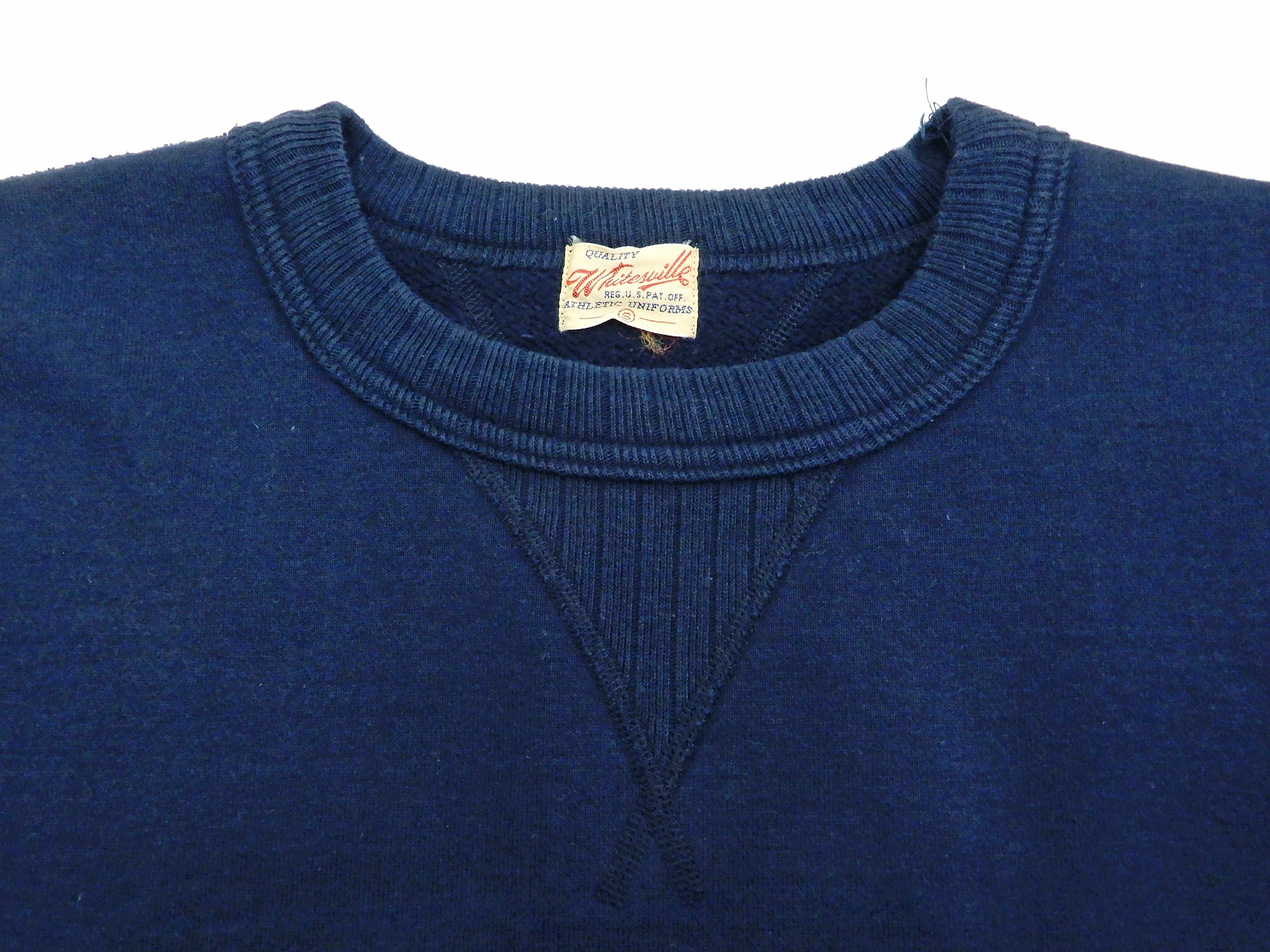 Whitesville Plain Sweatshirt Men's Loop-wheeled V-Insert Vintage Style WV67728 Navy-Blue - Image 7