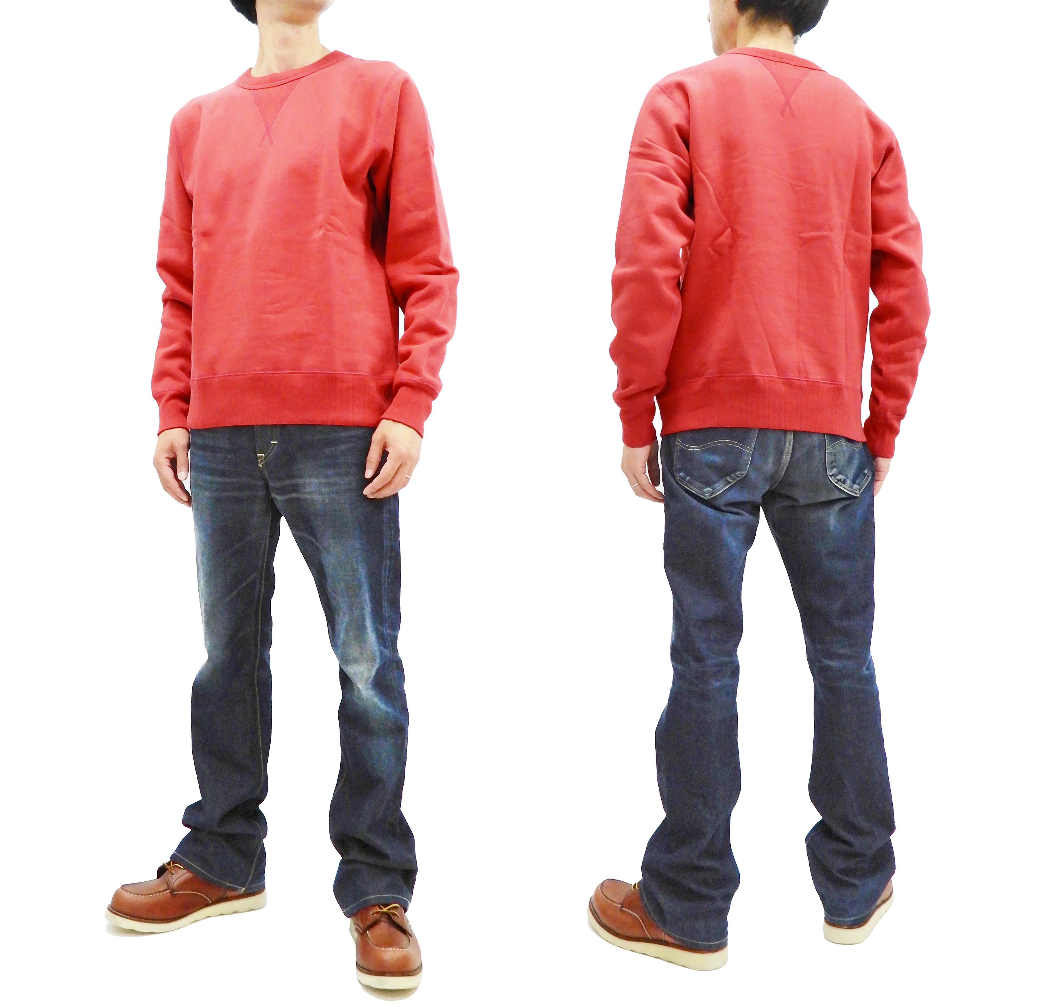 Whitesville Plain Sweatshirt Men's Loop-wheeled V-Insert Vintage Style WV67728 Red - Image 3