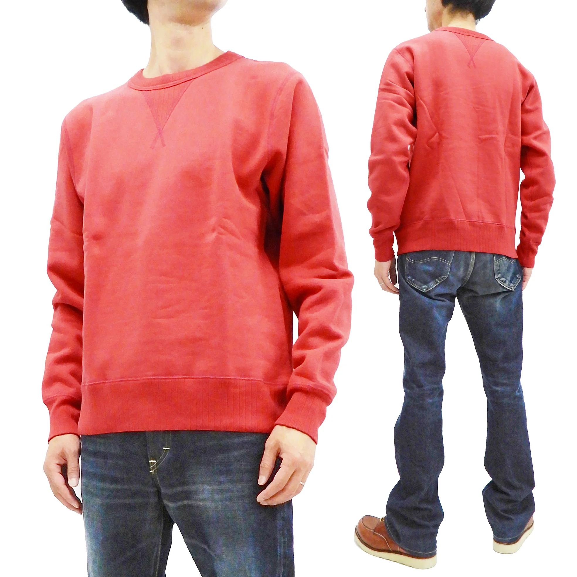 Whitesville Plain Sweatshirt Men's Loop-wheeled V-Insert Vintage Style WV67728 Red - Image 5