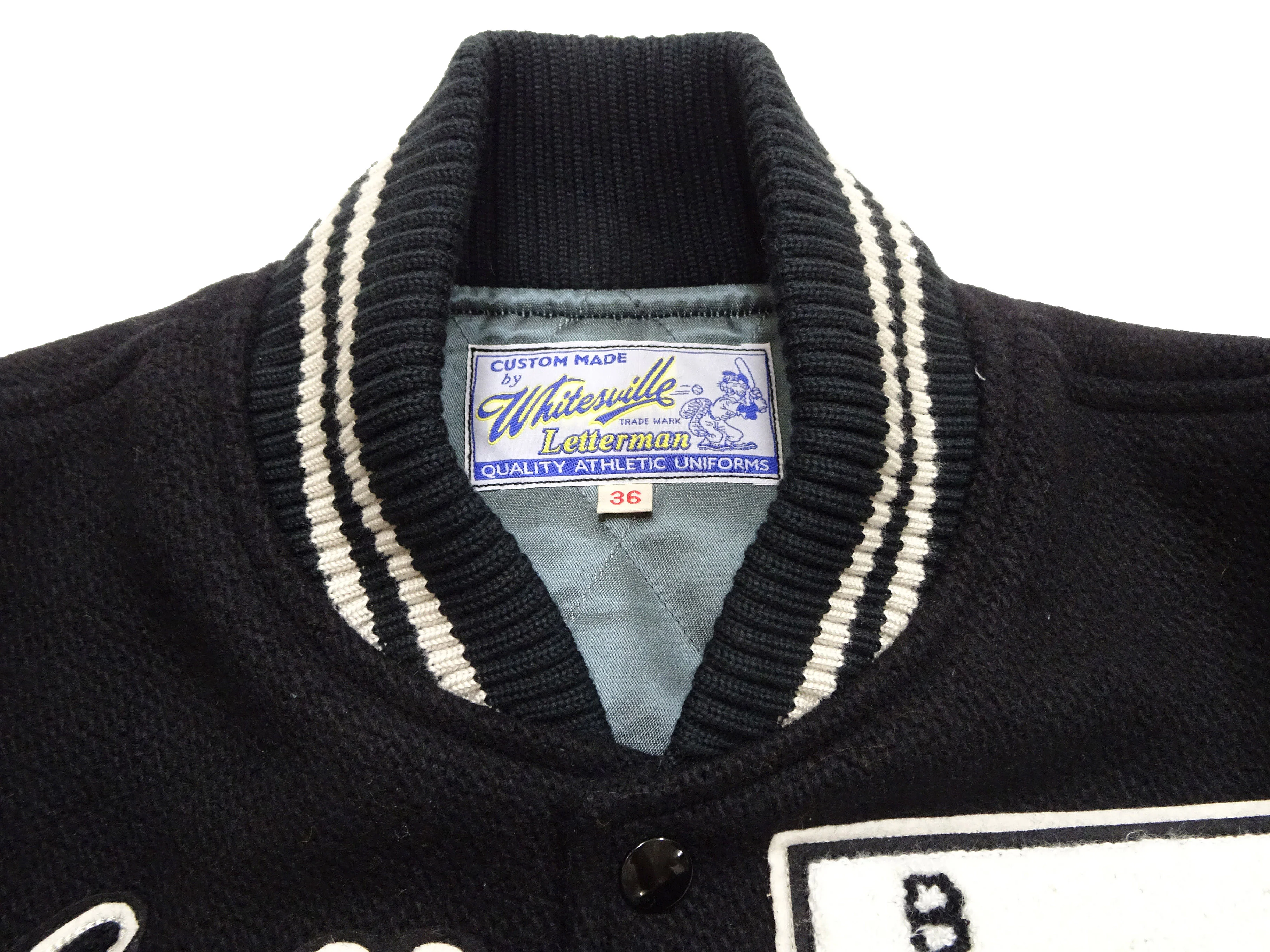 Whitesville Varsity Jacket Men's Letterman Jacket Melton x Leather Award Jacket WV15385 WV15385-119 Black/Black - Image 10