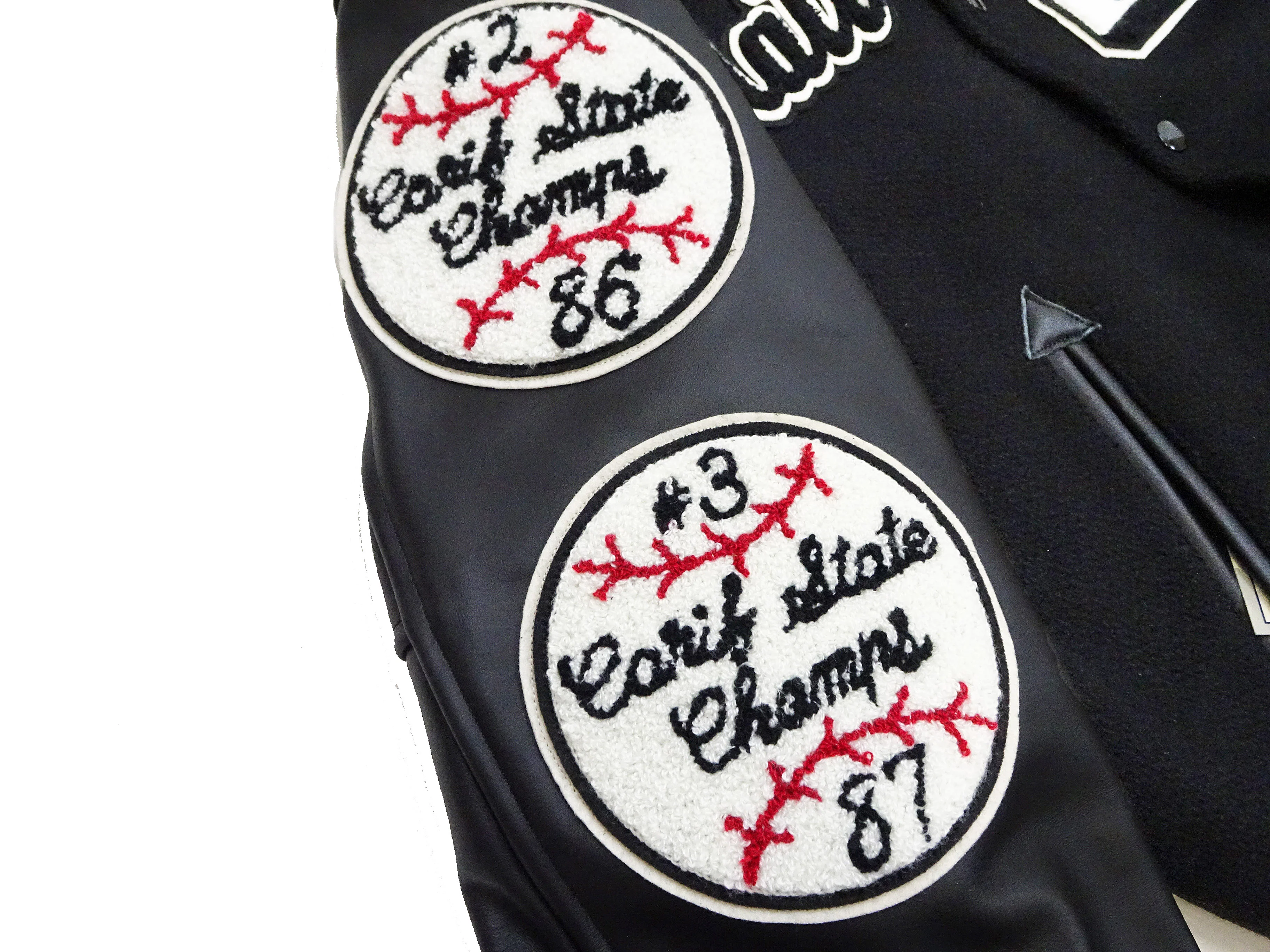 Whitesville Varsity Jacket Men's Letterman Jacket Melton x Leather Award Jacket WV15385 WV15385-119 Black/Black - Image 13