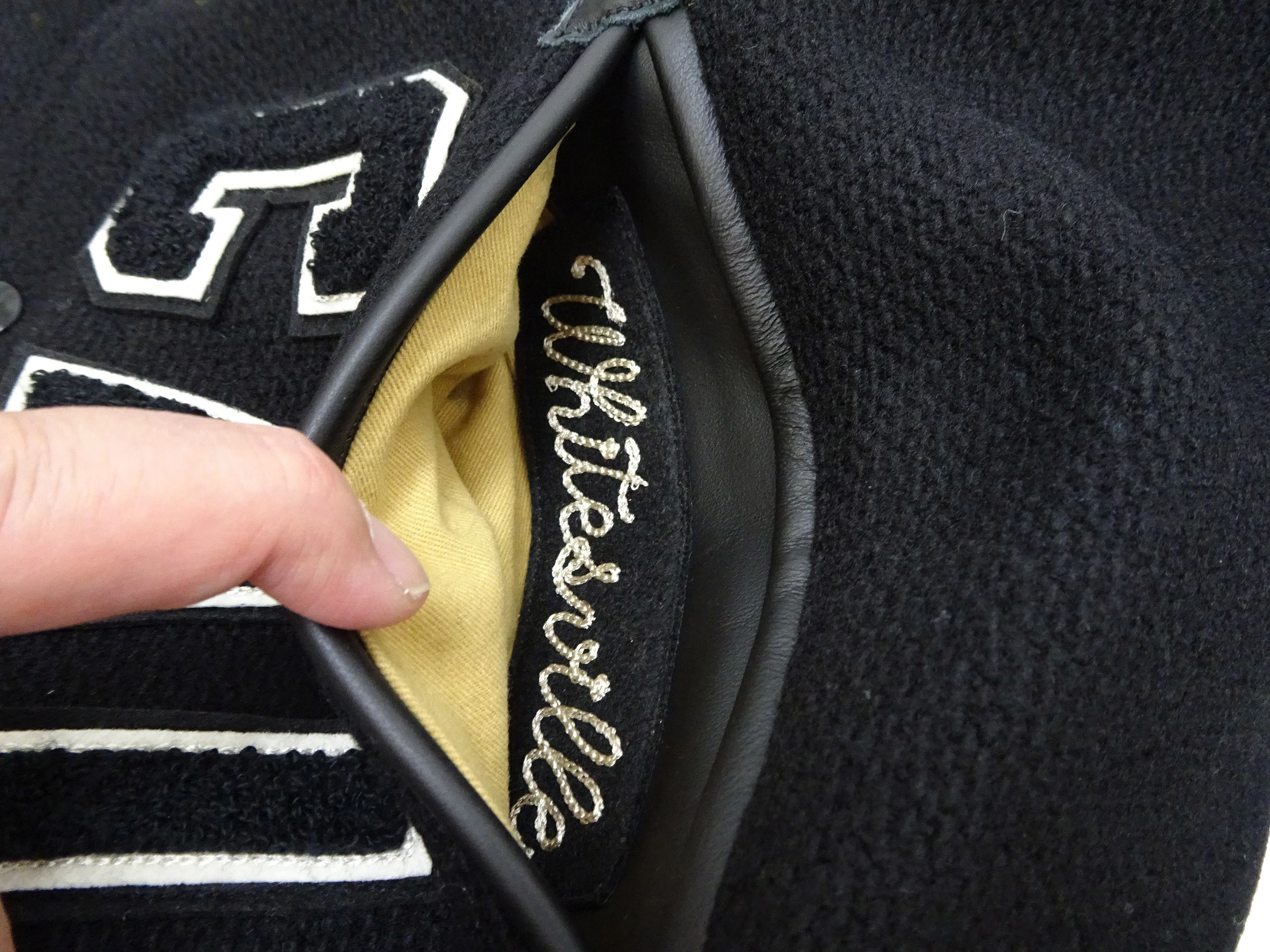 Whitesville Varsity Jacket Men's Letterman Jacket Melton x Leather Award Jacket WV15385 WV15385-119 Black/Black - Image 15