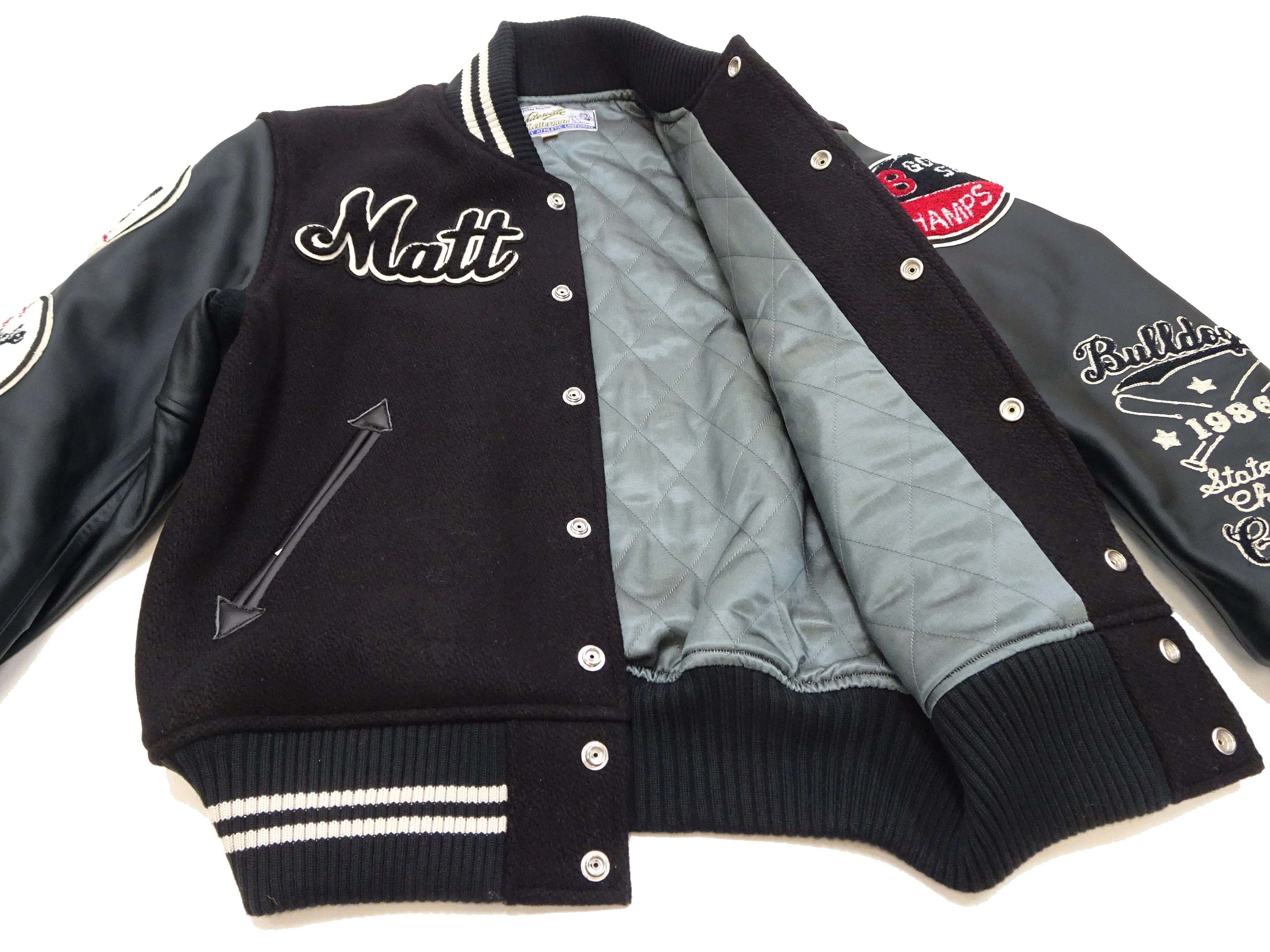 Whitesville Varsity Jacket Men's Letterman Jacket Melton x Leather Award Jacket WV15385 WV15385-119 Black/Black - Image 16