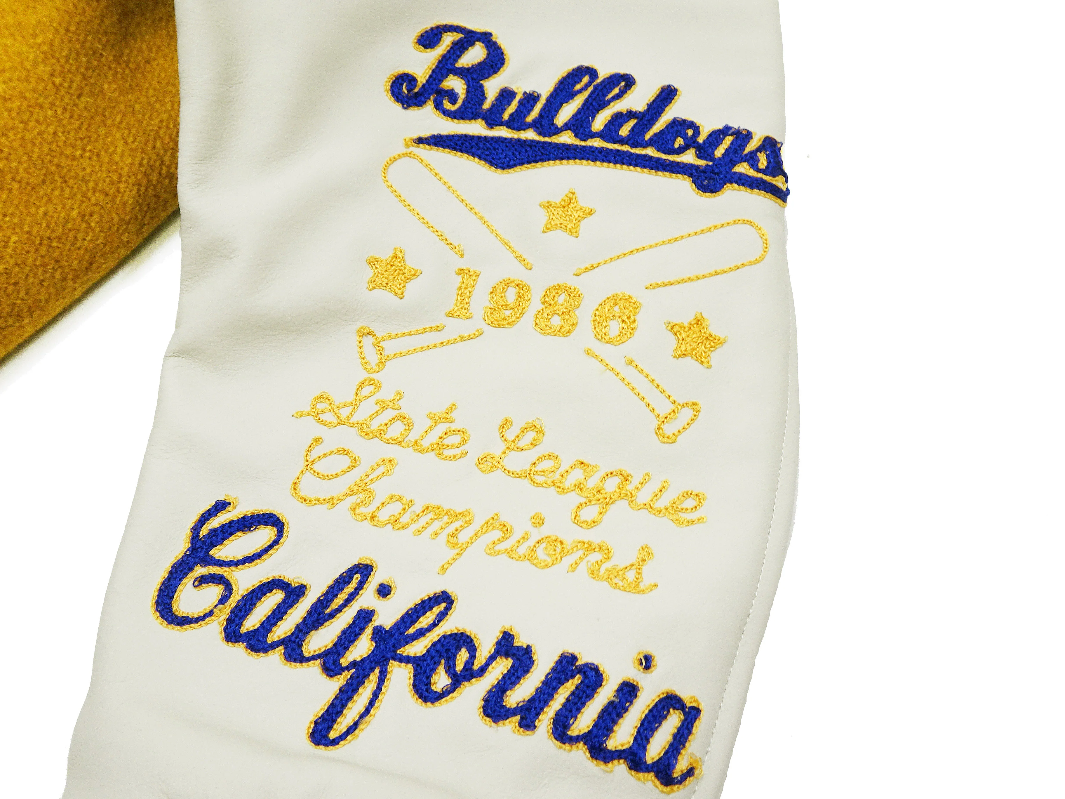 Whitesville Varsity Jacket Men's Letterman Jacket Melton x Leather Award Jacket WV15385 WV15385-156 Gold/Ivory - Image 12