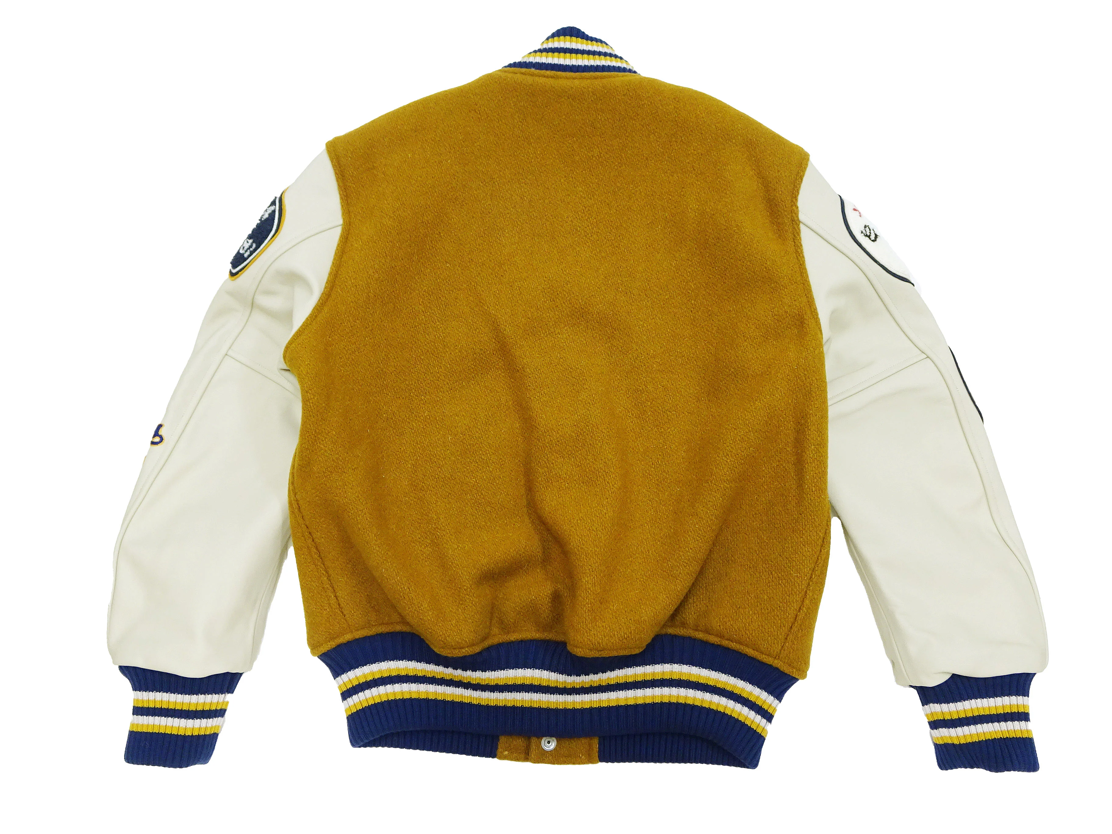 Whitesville Varsity Jacket Men's Letterman Jacket Melton x Leather Award Jacket WV15385 WV15385-156 Gold/Ivory - Image 17