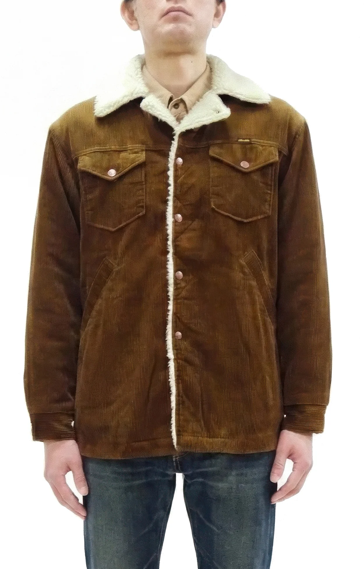 Wrangler Men's Sherpa-Lined Corduroy Jacket - Classic Ranch Coat Style, Mid-Length (WM1823-412, Brwon) - Image 4